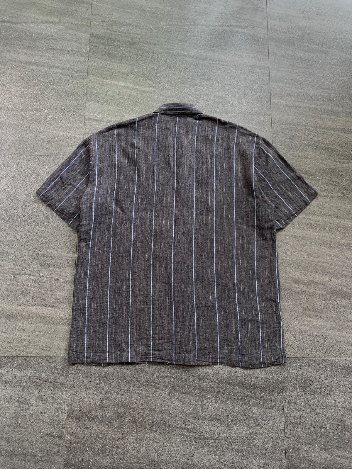 Issey Miyake FREE TAX! 90s Linen Relaxed Striped Shirt Size US L / EU 52-54 / 3 - 6 Thumbnail