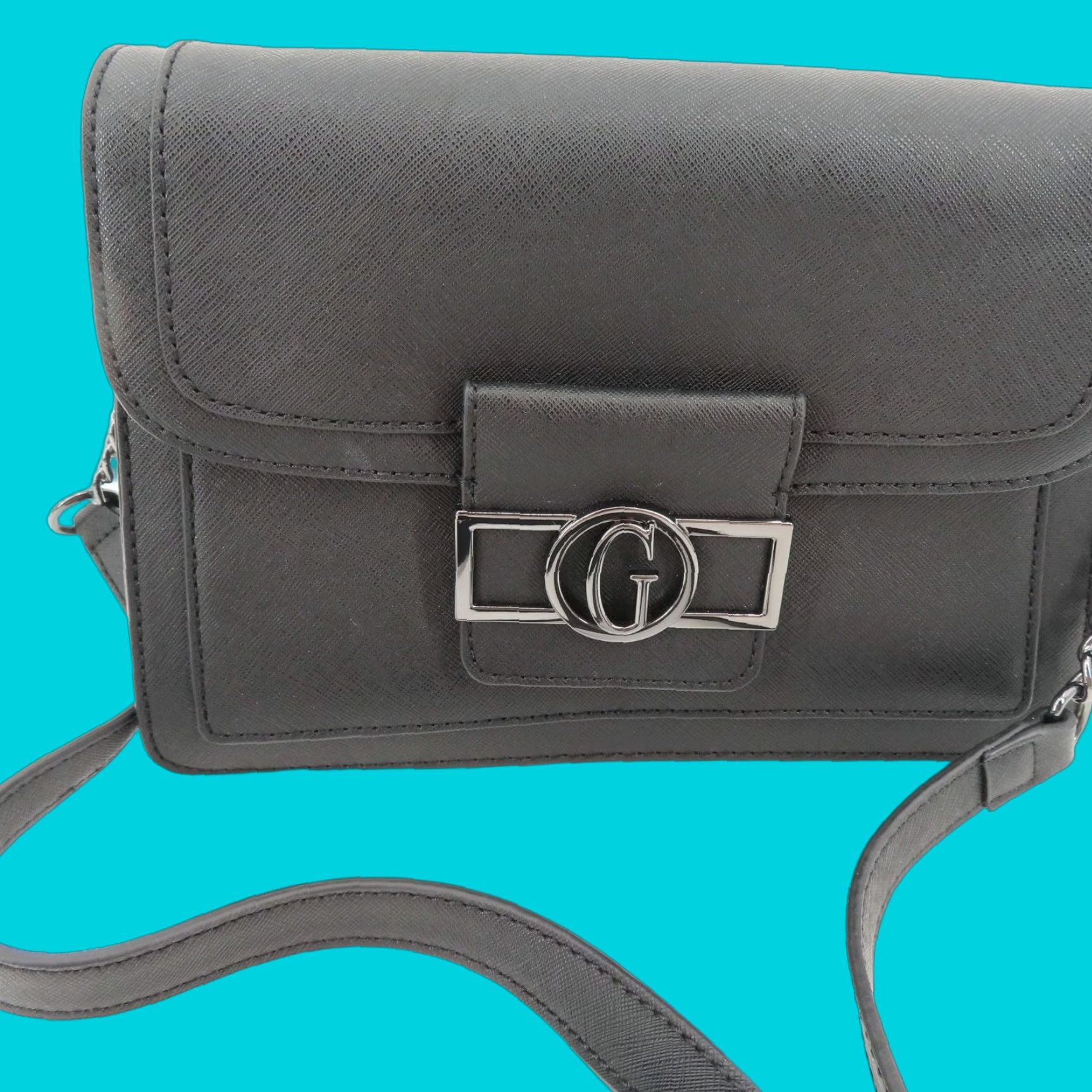 Guess GUESS Wallander Crossbody Bag Faux Leather Black Magnetic Flap Purse Handbag Women Size ONE SIZE - 1 Thumbnail