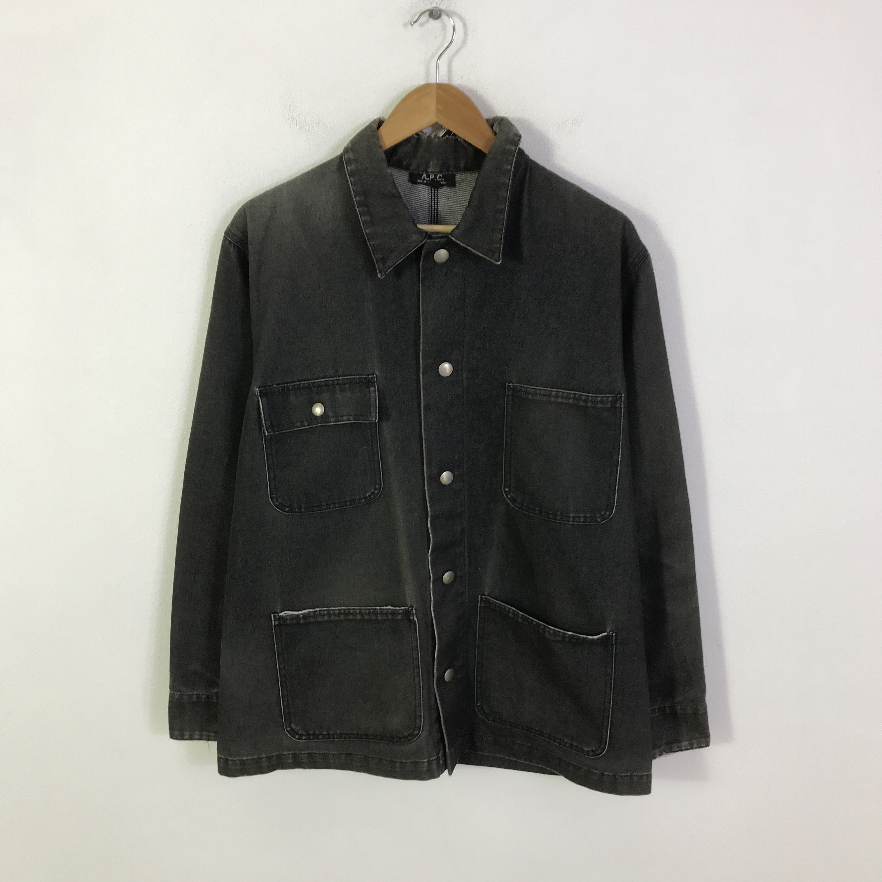 A.P.C. A.P.C Black Faded Denim Button Jacket K115B12 Size US L / EU 52-54 / 3 - 1 Thumbnail
