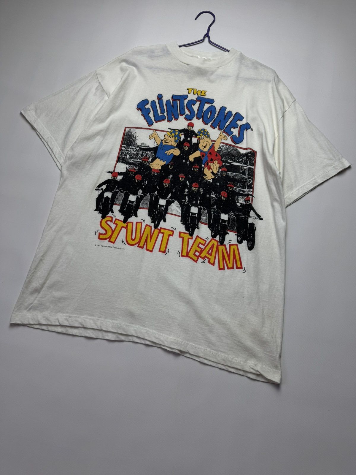 Vintage Vintage 1991 The Flintstones "Stunt Team" T-Shirt Size US XL / EU 56 / 4 - 4 Thumbnail
