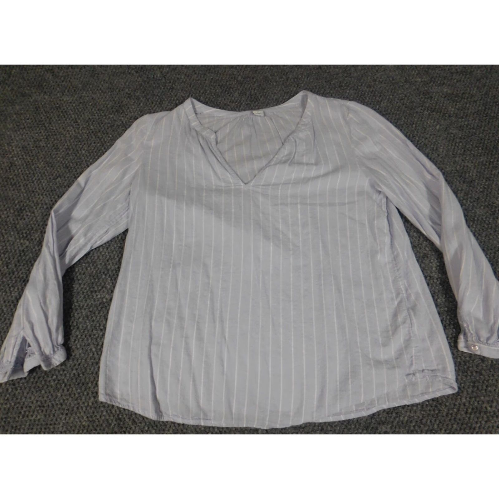 Old Navy Old Navy Womens Blouse S Purple Striped Pullover Collared Shirt (Casual) Cotton Viscoe Sheer Button" Size S / US 4 / IT 40 - 2 Thumbnail