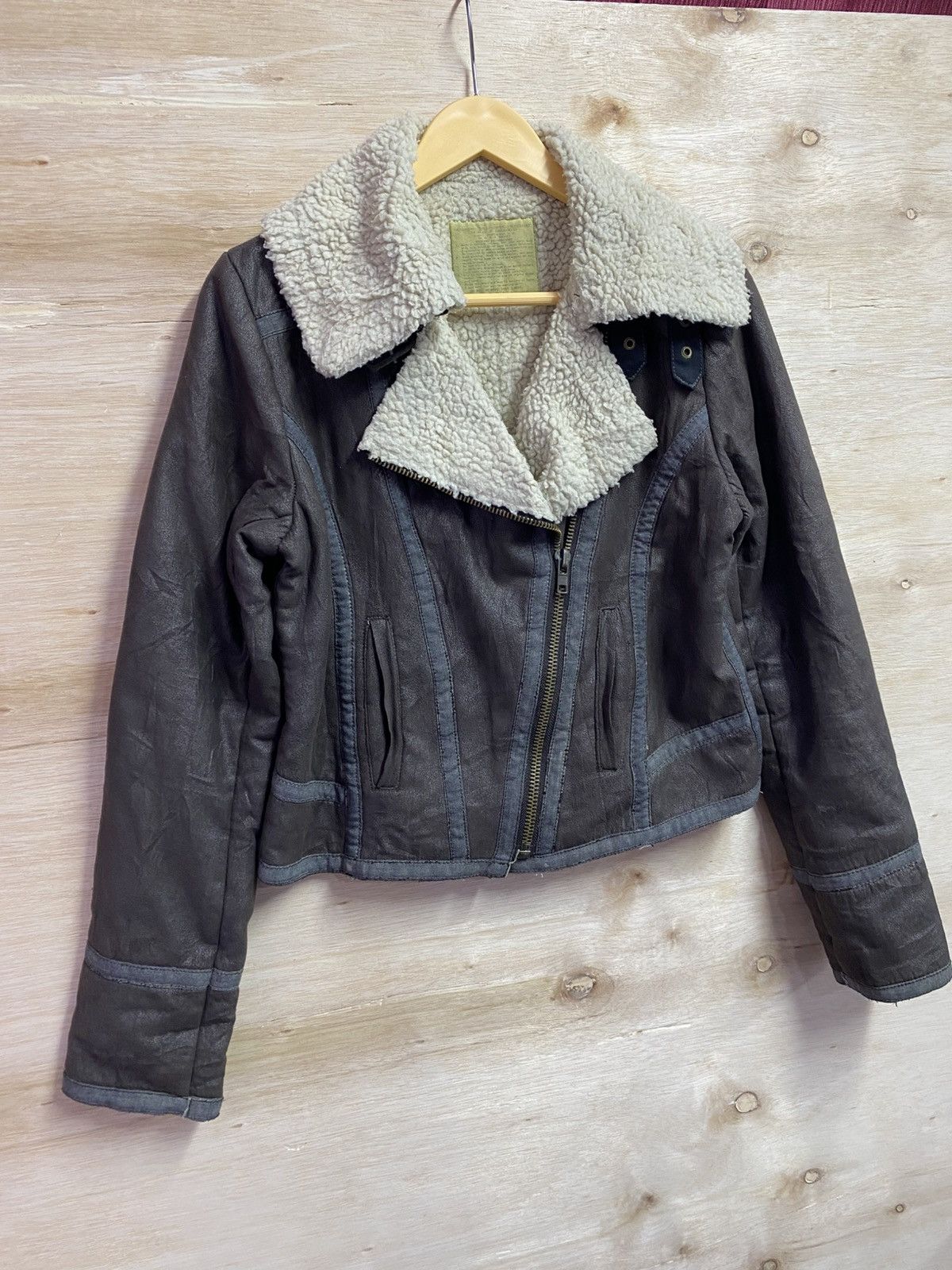 GOA GOA Neo Leather Biker Jacket with Sherpa Lining. Size S / US 4 / IT 40 - 3 Thumbnail