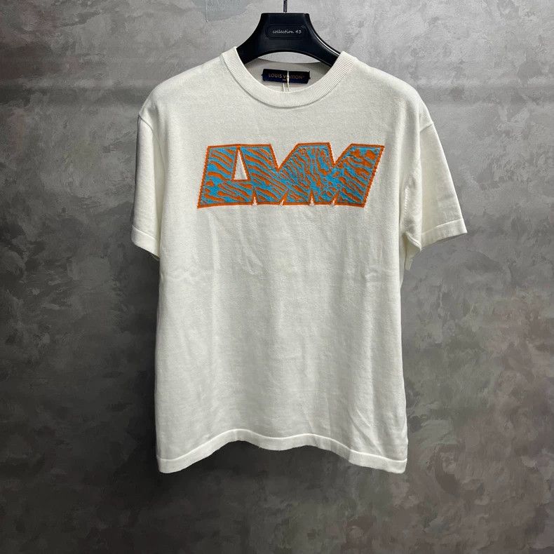 Louis Vuitton Louis Vuitton White monogrammed intarsia T-shirt with short Size US S / EU 44-46 / 1 - 1 Thumbnail