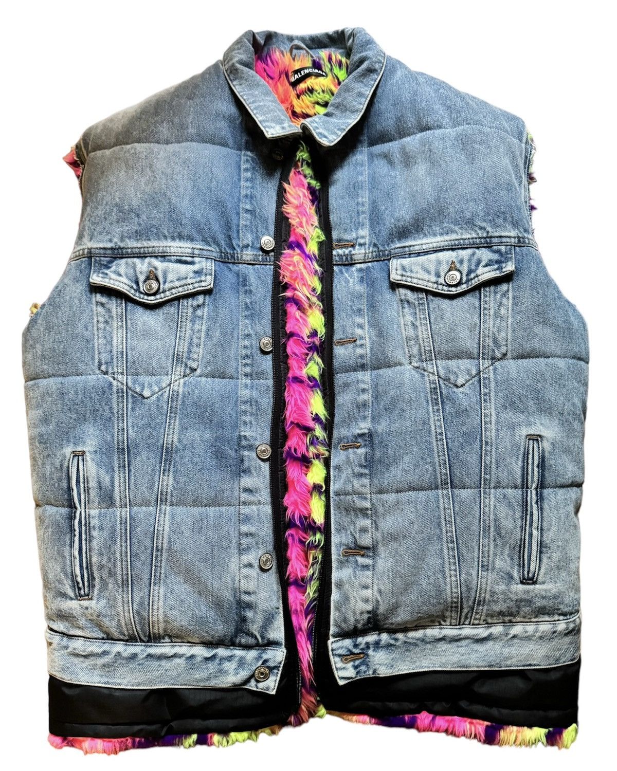 Balenciaga Balenciaga FW18 Fur Lined Denim Vest Size US M / EU 48-50 / 2 - 1 Thumbnail