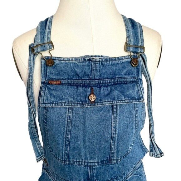 Guess Vintage Guess Straight Leg Denim Bib Overalls - XS/S Size 28" / US 6 / IT 42 - 3 Thumbnail