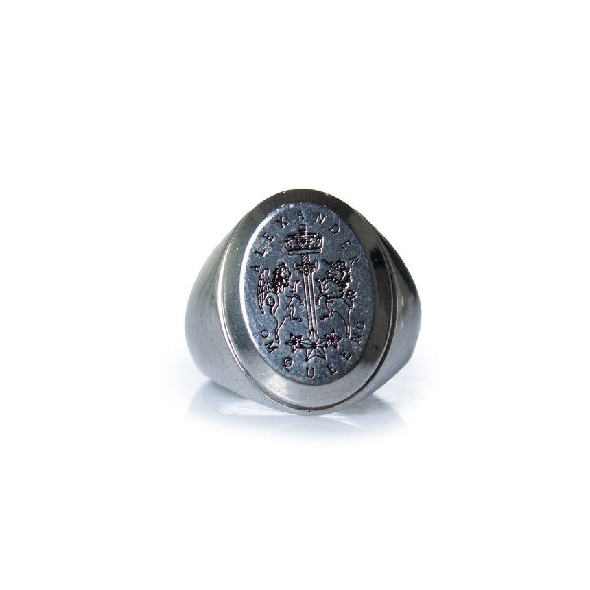 Alexander McQueen Coat of arms ring in silvery