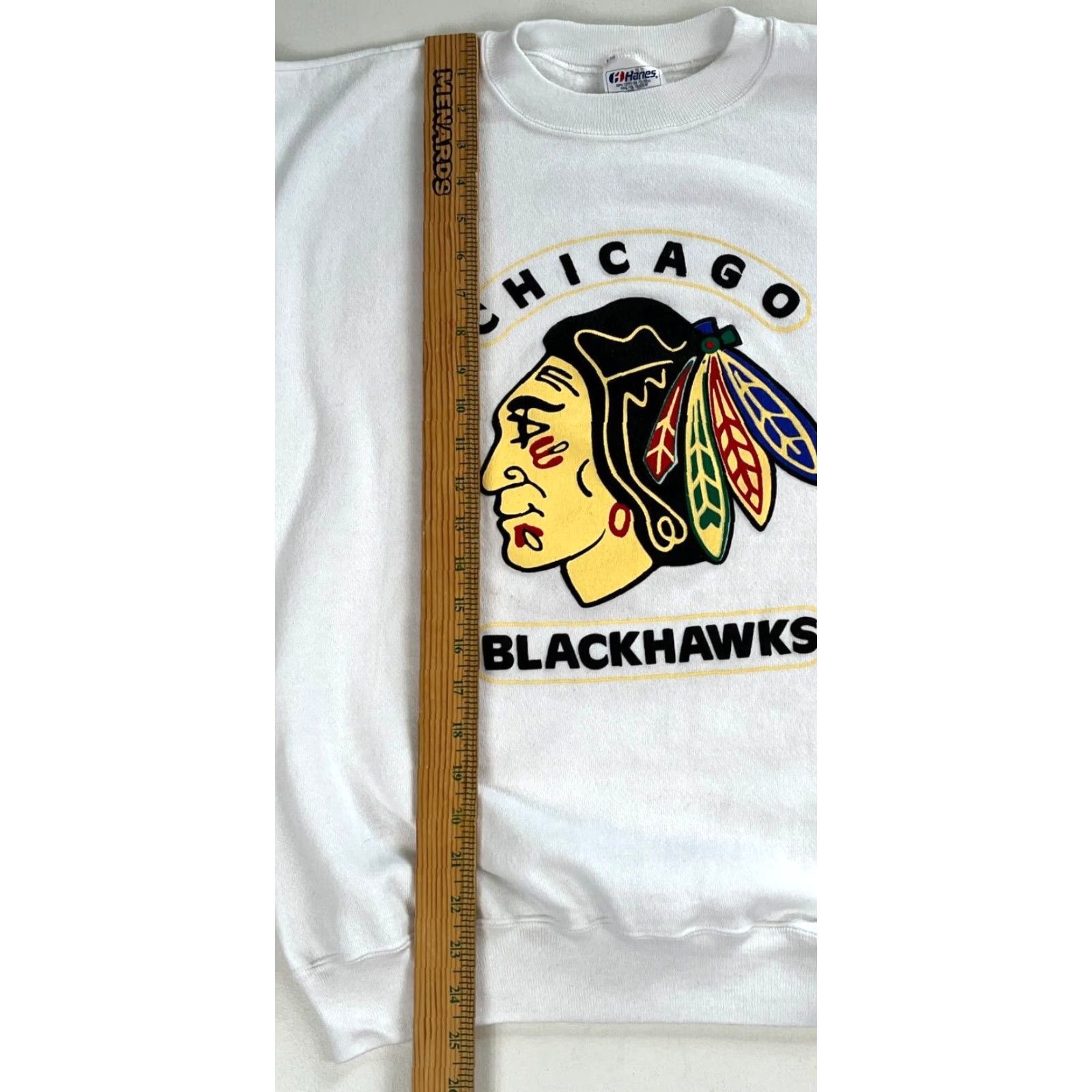 Hanes VINTAGE Hanes Chicago Blackhawks NHL Sweatshirt Crewneck Mens Adult Large White 90s Logo Pullover Size US L / EU 52-54 / 3 - 6 Thumbnail