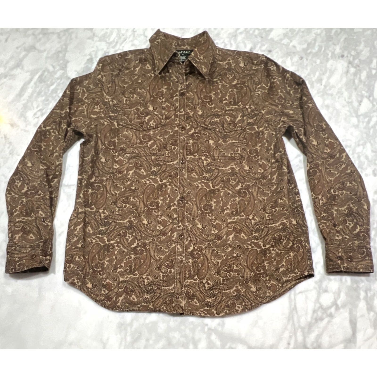 Ralph Lauren VINTAGE Ralph Lauren Shirt Women's M Button-Down Floral Paisley Brown Pockets Casual Shirt Size M / US 6-8 / IT 42-44 - 3 Thumbnail