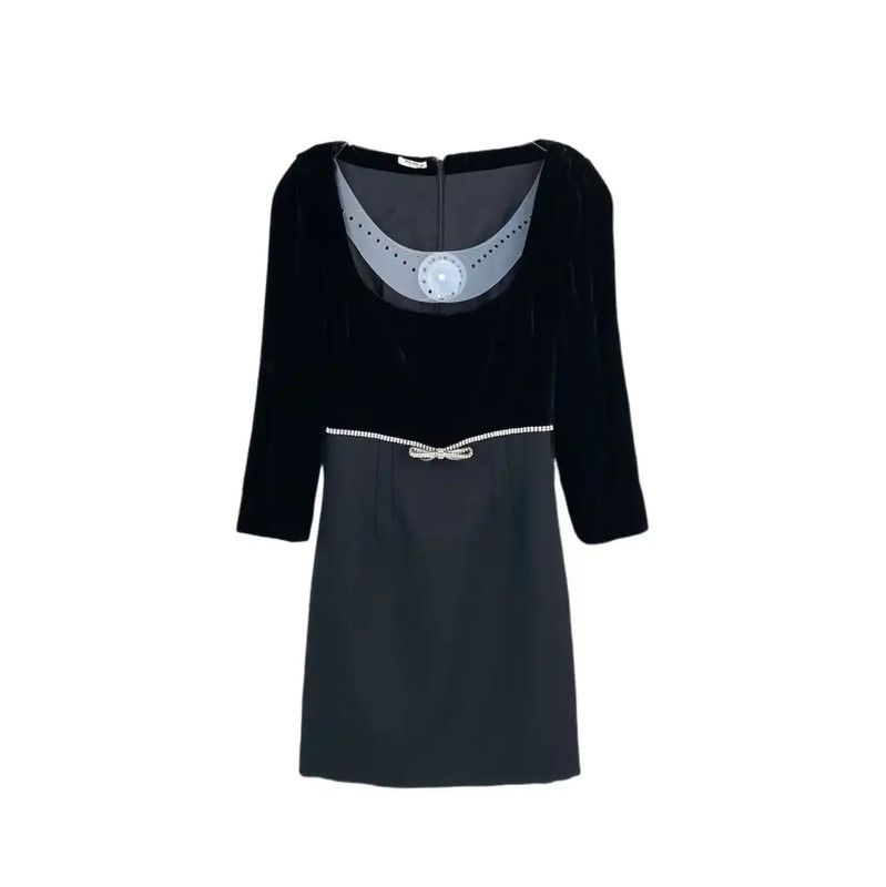 Miu Miu Miu Miu Black Wool Women's Dress 0089 Size ONE SIZE - 1 Thumbnail