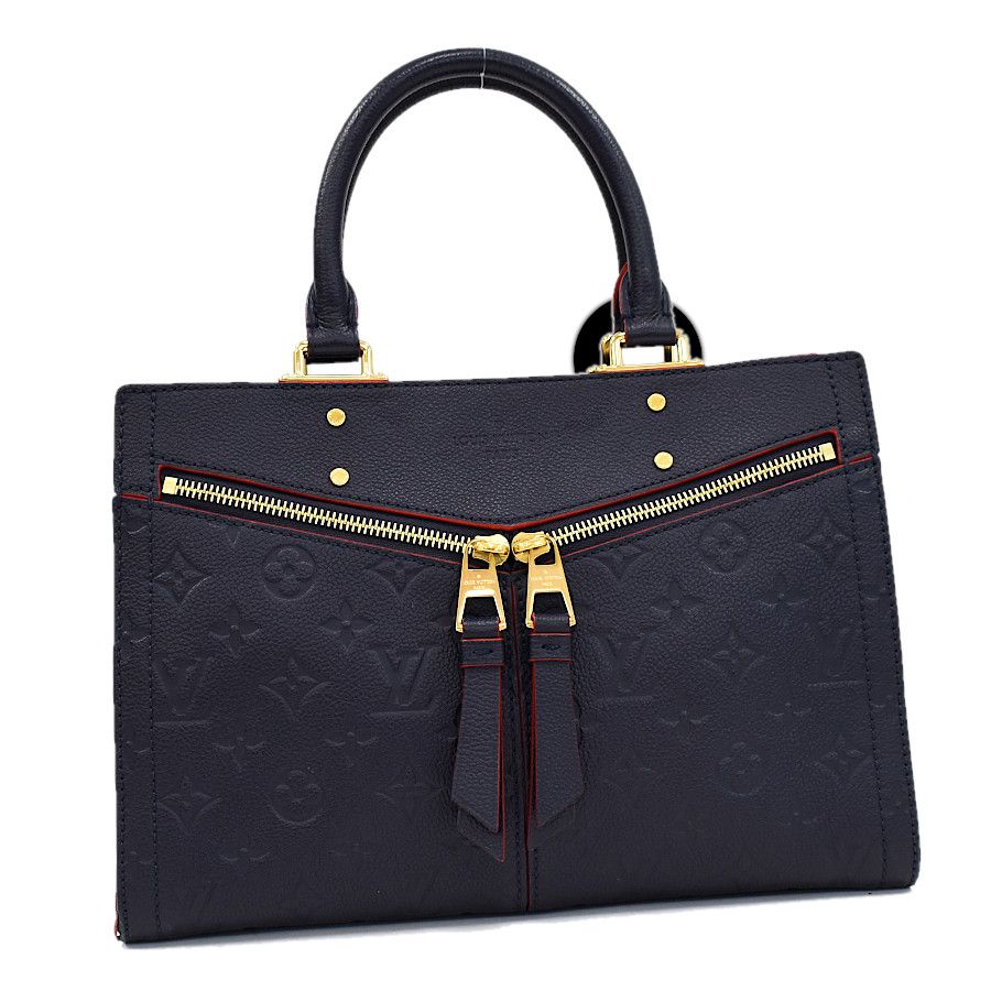 image of Louis Vuitton Three Pm Handbag Empreinte Marine Rouge Leather in Blue, Women's