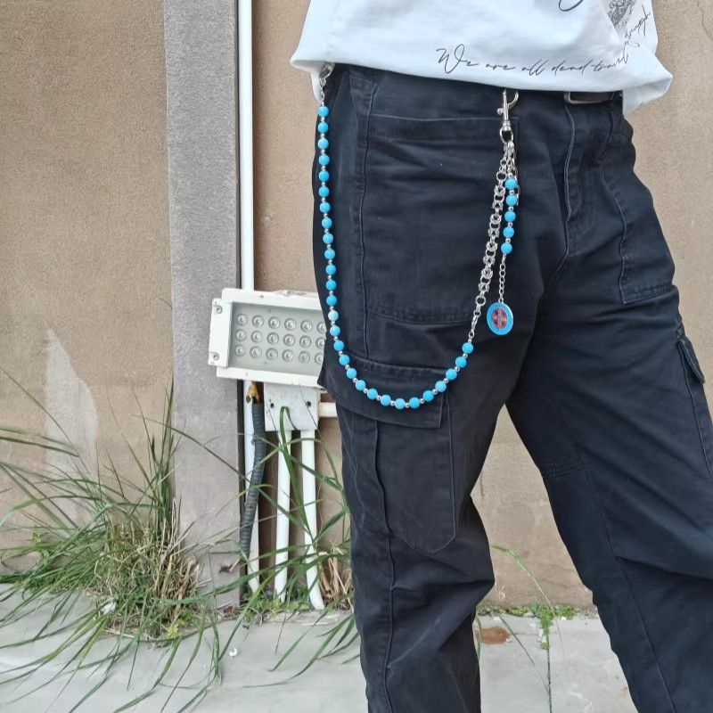 Jewelry Concise Blue Pine Stone Combination Titanium Waist Chain Size ONE SIZE - 6 Thumbnail