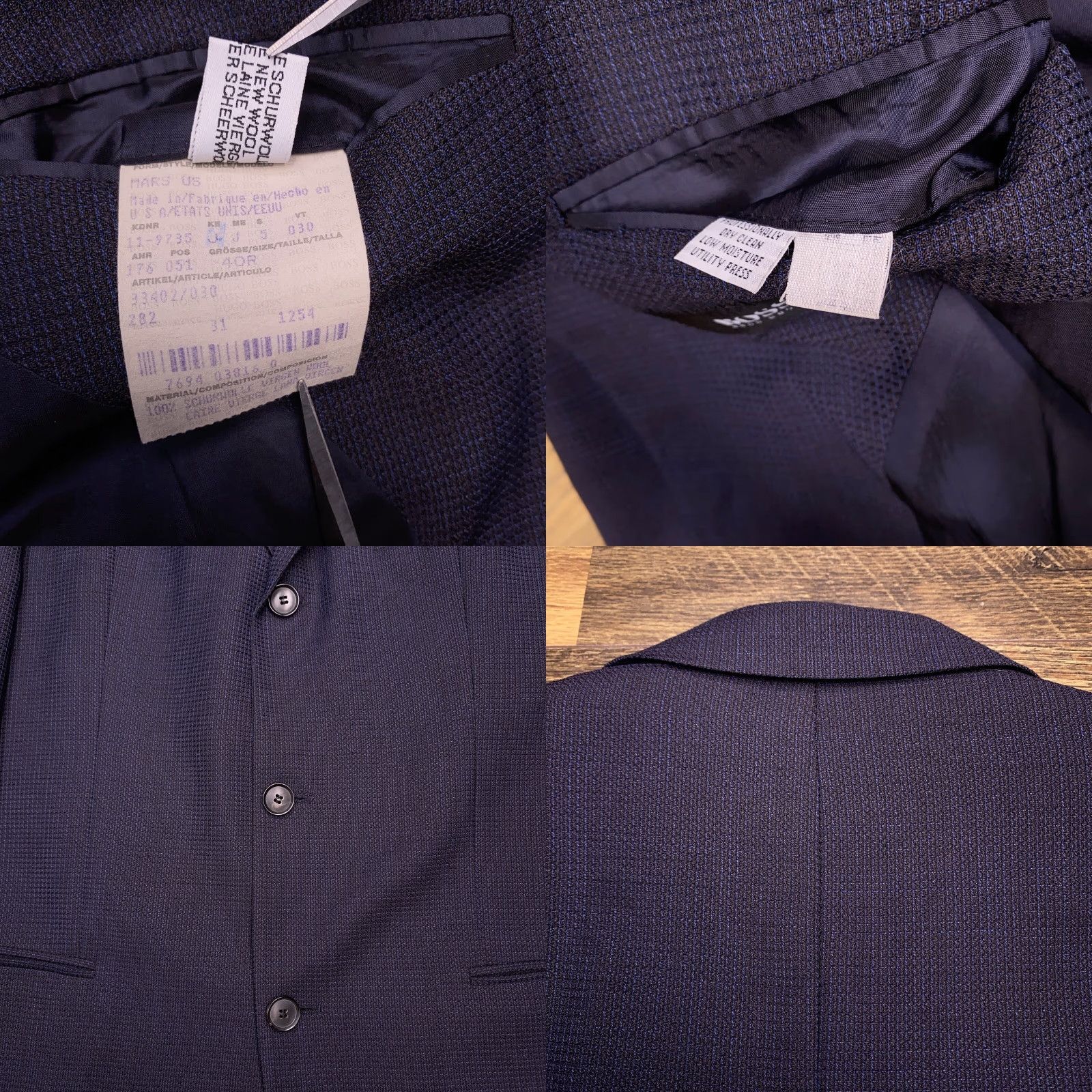 Hugo Boss VINTAGE Hugo Boss Blazer 40R Single-Breasted 3-Button Blue Wool Jacket Men Mens Regular Suit Coat Size 40R - 8 Thumbnail