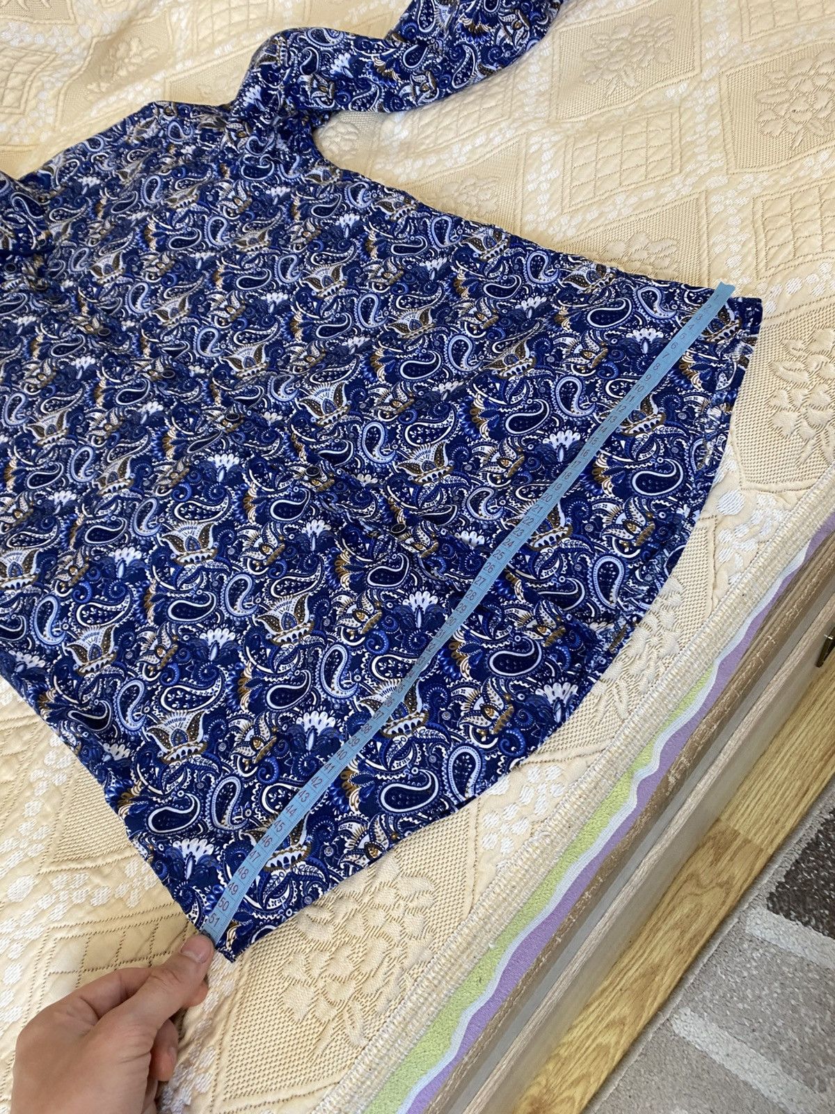 Vintage 🔥 Guide London Paisley Polo Long Sleeve Button Shirt Blue Size US XL / EU 56 / 4 - 12 Thumbnail