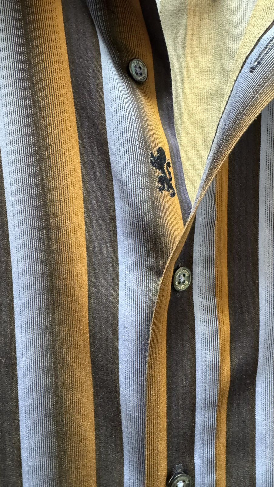 BUGATCHI BUGATCHI Tan and blue striped buttoned long sleeve Size US XL / EU 56 / 4 - 4 Thumbnail