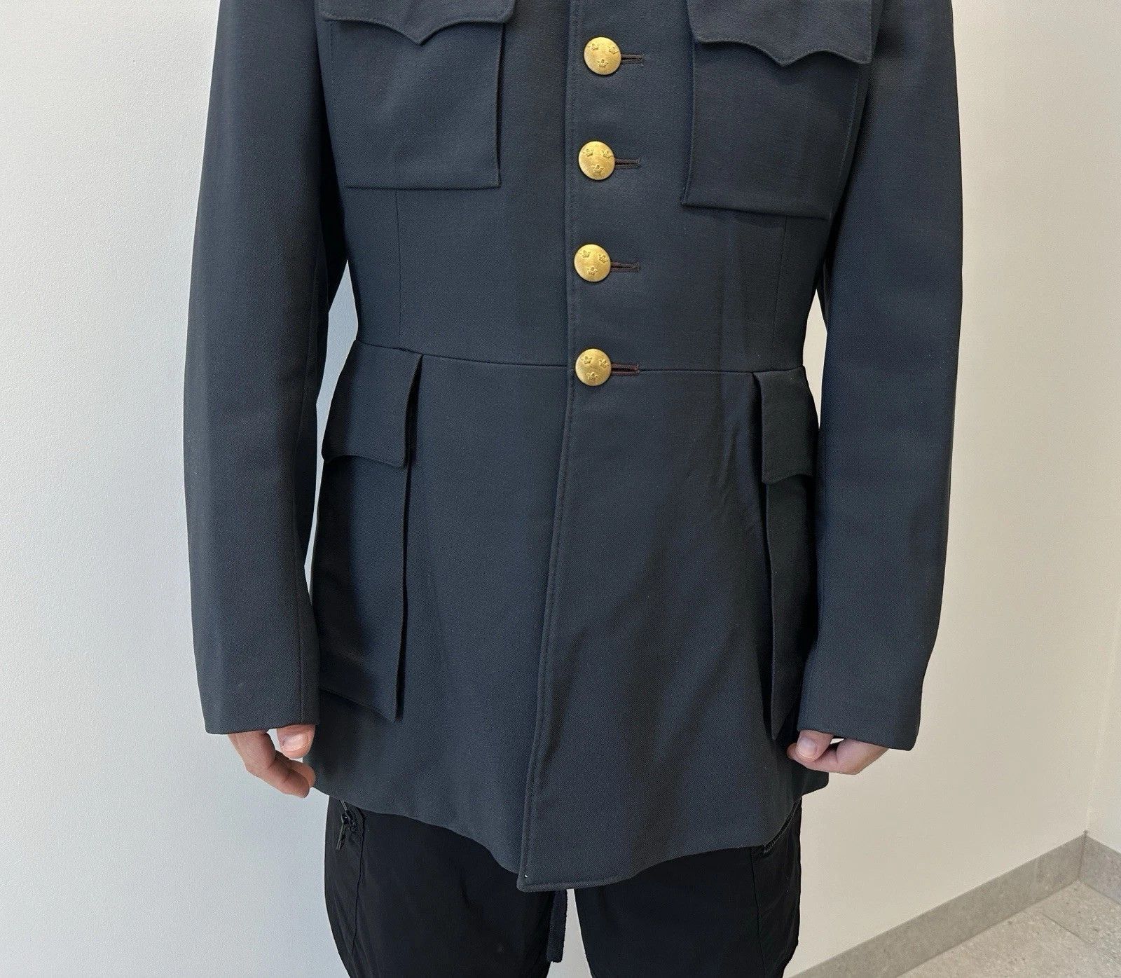 Vintage Vintage Rare 1965 SWEDISH ARMY MILITARY Jacket Crown Kvalite Size 50S - 6 Thumbnail