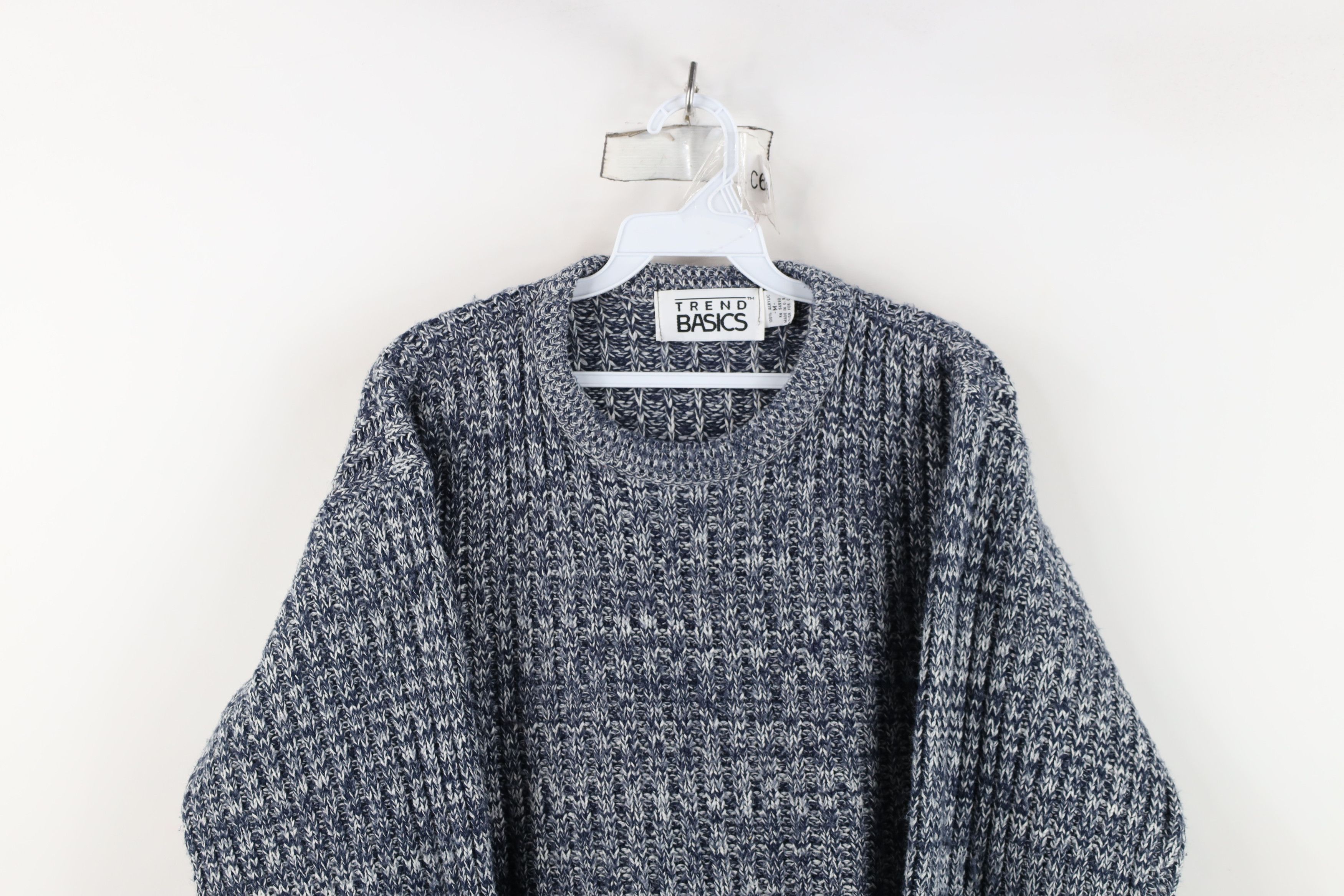 Vintage Vintage 90s Streetwear Chunky Ribbed Knit Sweater Blue USA Size US M / EU 48-50 / 2 - 2 Thumbnail