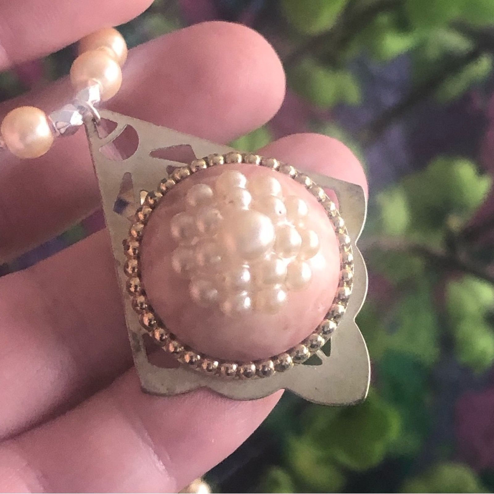 Handmade Handcrafted repurpose snow queen pearl dome Pearl necklace Size ONE SIZE - 10 Thumbnail