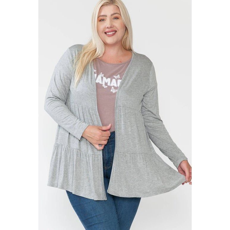 Other Womens Plus Size 1X Gray Tiered Open Cardigan Sweater Size XL / US 12-14 / IT 48-50 - 2 Thumbnail