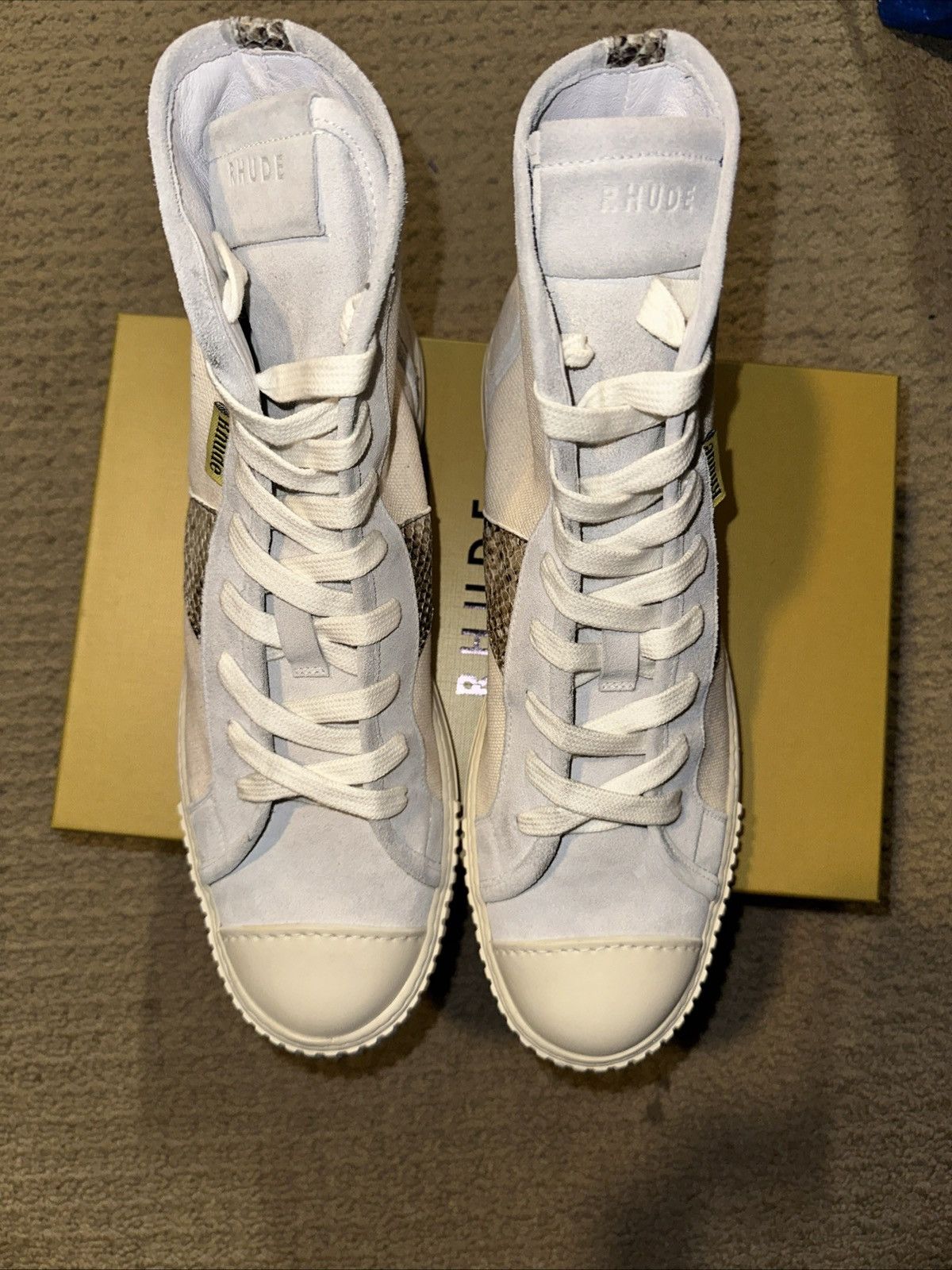 Rhude RHUDE Bel Airs White Snake Men's High Top Sneakers Size 12 Size US 12 / EU 45 - 8 Thumbnail