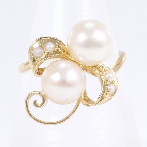 Other Other K18 Yellow Gold Pearl Ring 9号 Metal Ring in Excellent Condition Size ONE SIZE - 1 Thumbnail