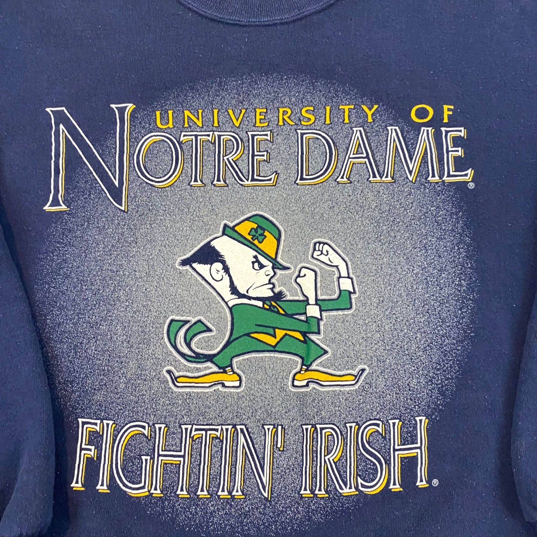 Vintage VTG Notre Dame Sweatshirt Mens Large Blue Crewneck Fighting Irish Red Oak 90's Sports University College Jacket Size US L / EU 52-54 / 3 - 2 Thumbnail