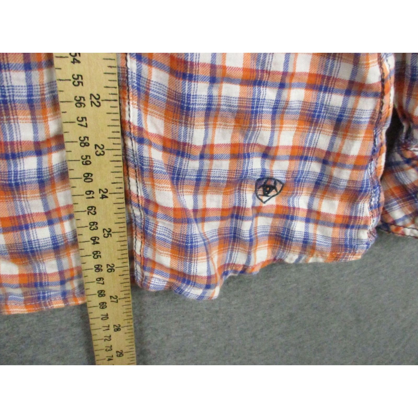 Ariat ARIAT Shirt Western Pearl Snap XL Women Blue Orange Plaid Beaded Button-Up # Cowgirl Casual Size XL / US 12-14 / IT 48-50 - 7 Thumbnail