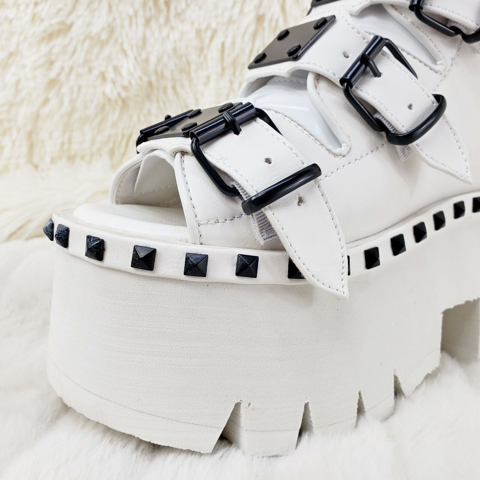Demonia Cult DEMONIA Ashes 70 White 3.5" Platform Heel Goth Punk Sandal B Size US 6 / IT 36 - 6 Thumbnail