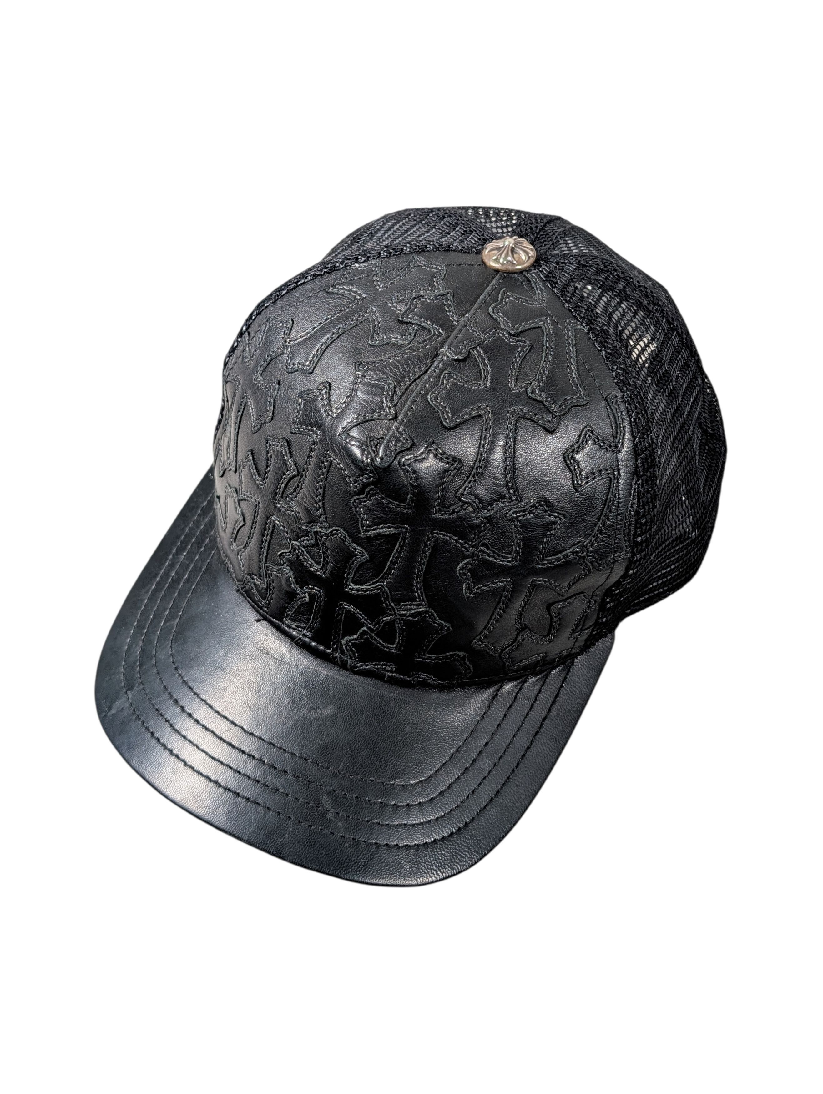 Chrome Hearts Chrome Hearts Leather Cemetery Cross Trucker Hat Black Size ONE SIZE - 2 Thumbnail