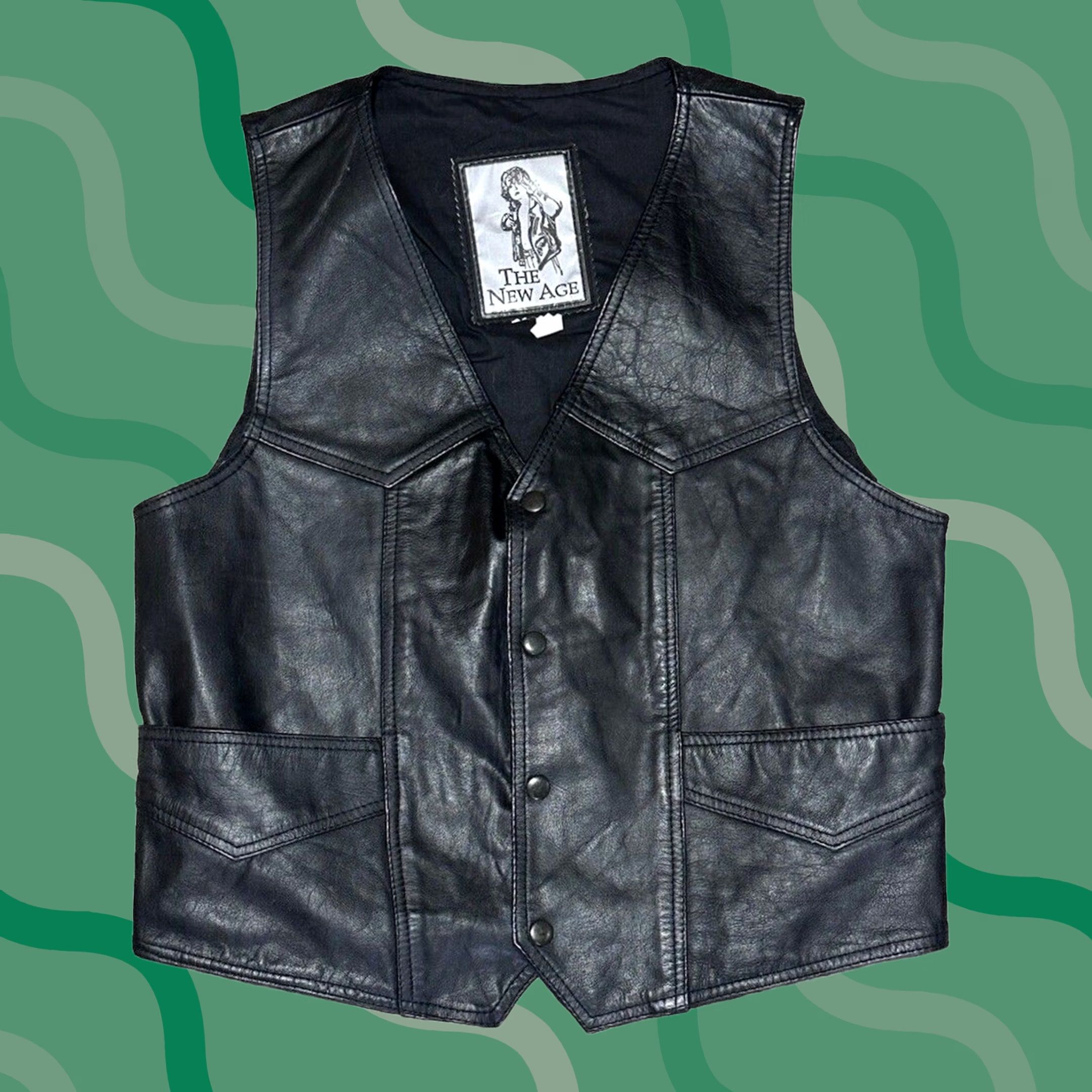 Vintage VINTAGE The New Age Style Black Faux Leather Biker Moto Vest Size Large Men's Size US L / EU 52-54 / 3 - 1 Thumbnail