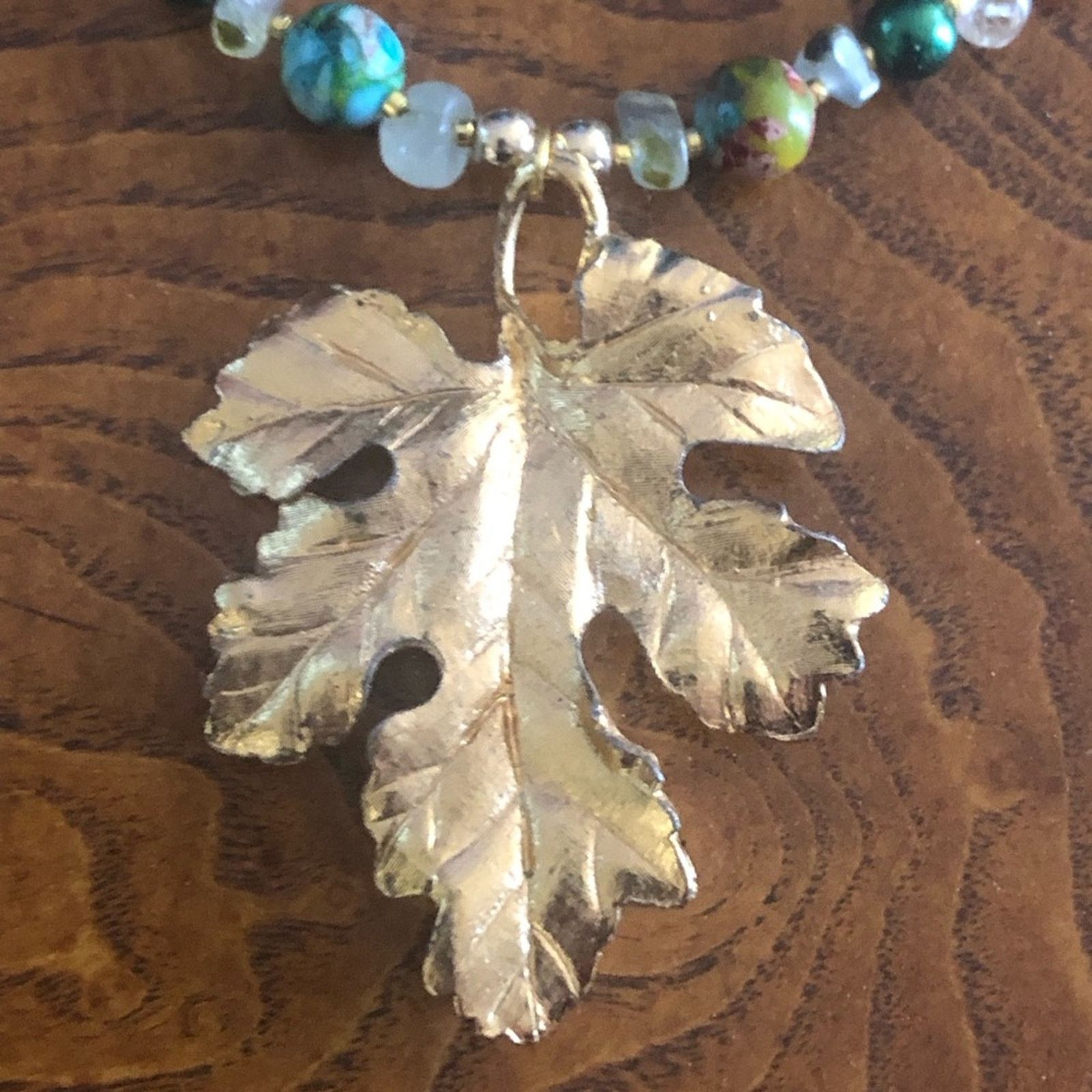 Handmade Handcrafted genuine stone nature leaf pendant necklace Size ONE SIZE - 8 Thumbnail