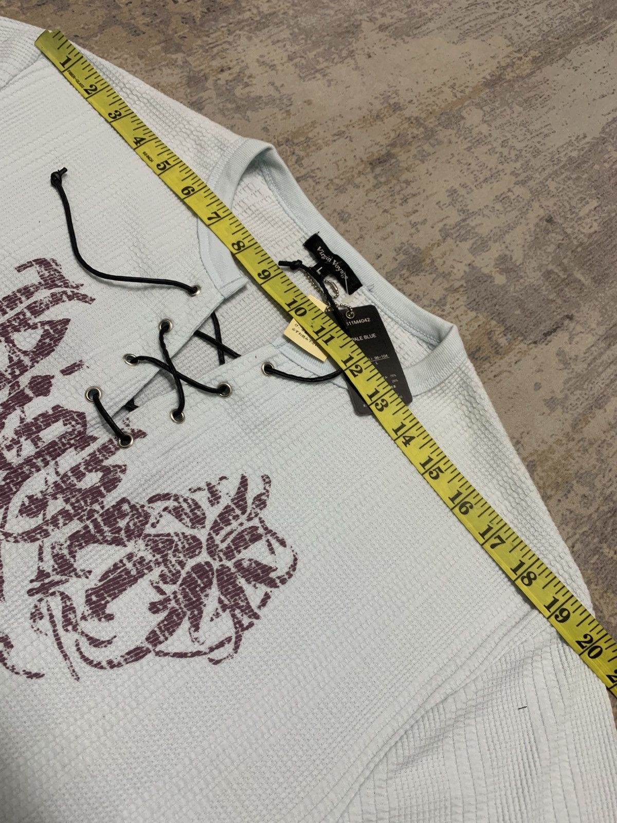 If Six Was Nine Virgin Voyage Japanese Gothic Poem Lace-Up Waffle Knit Shirt Size US L / EU 52-54 / 3 - 12 Thumbnail
