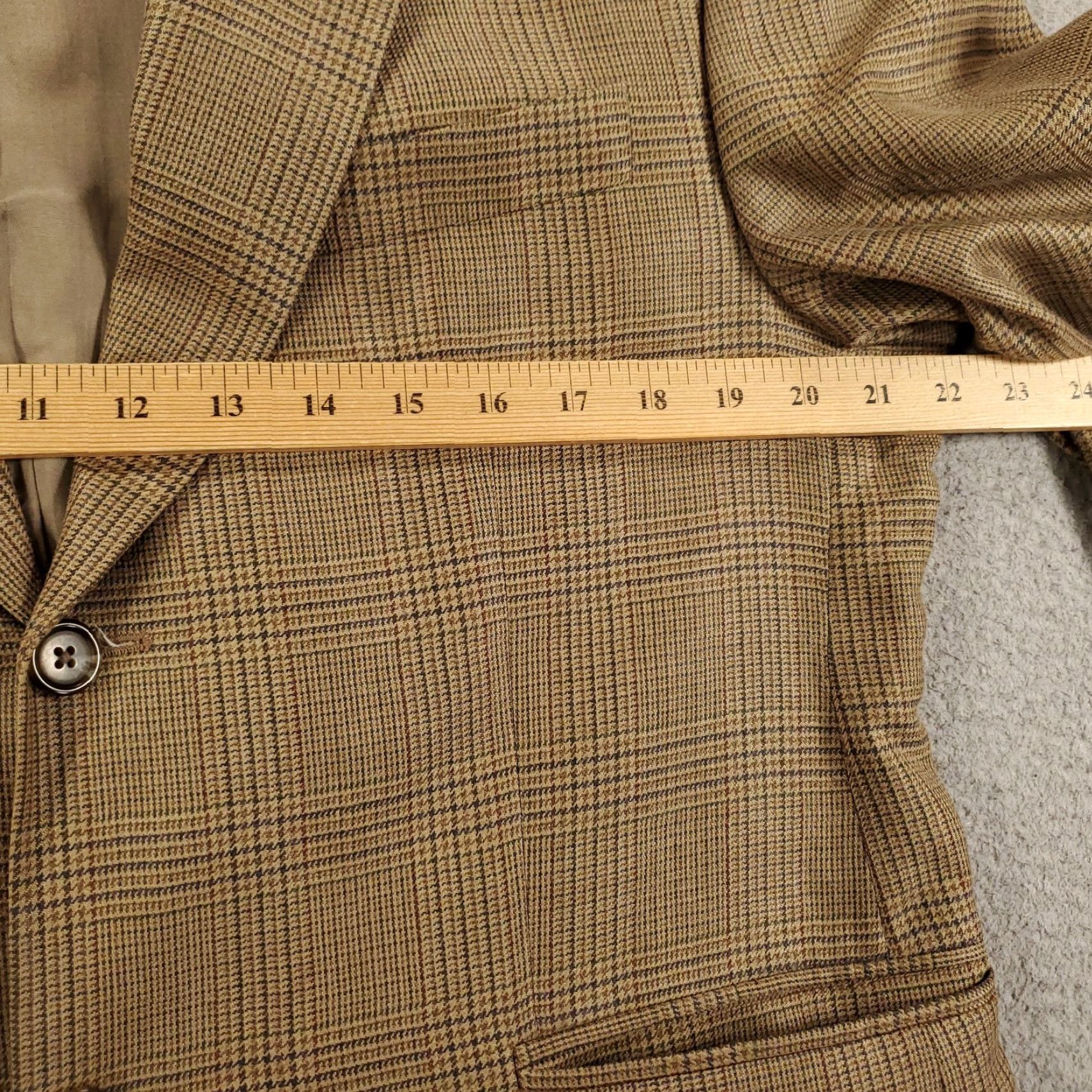 Ralph Lauren VINTAGE Lauren Ralph Lauren Brown Plaid Wool Sport Coat Blazer 48 Regular Mens Size 48R - 7 Thumbnail