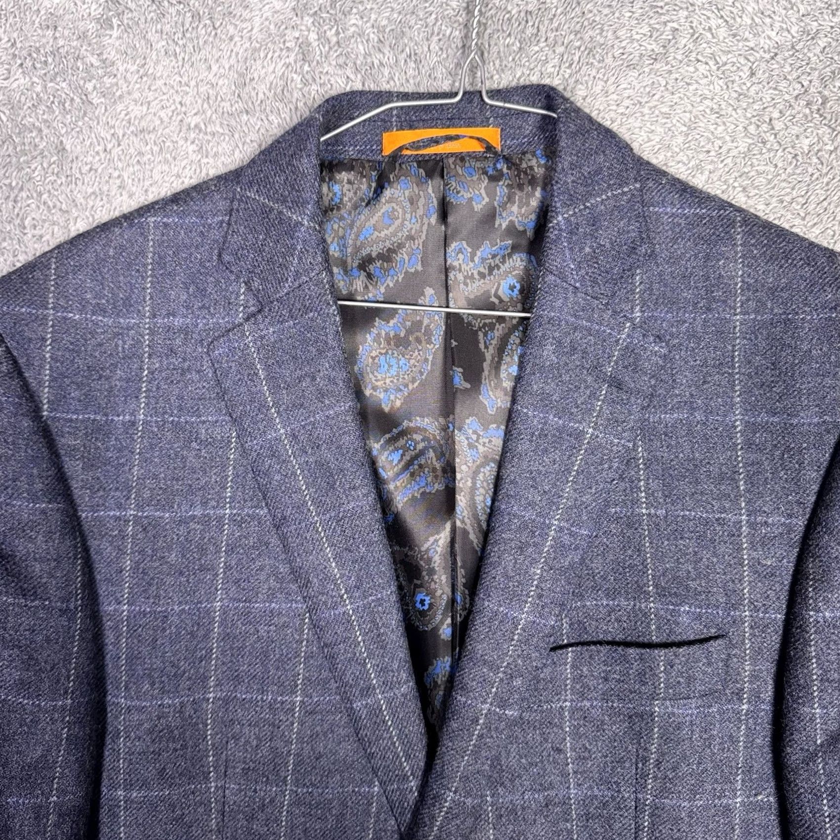 Tallia Tallia Sport Coat Mens 40R Windowpane 100% Wool Suit Jacket Blazer Elbow Patches Size 40R - 5 Thumbnail