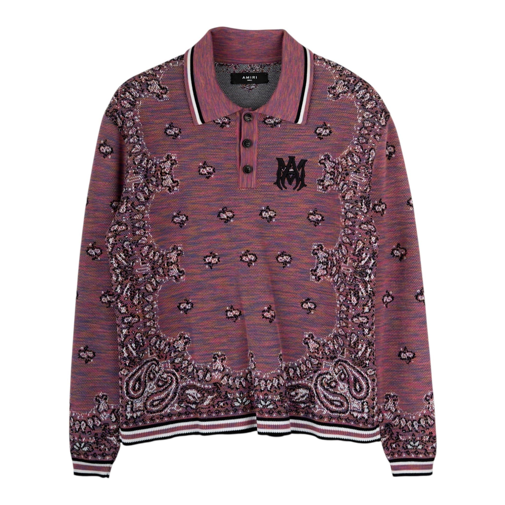 Amiri Space Bandana Polo Shirt Pink