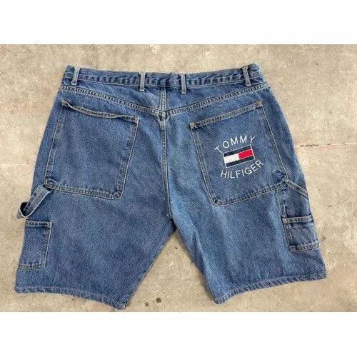 Tommy Hilfiger VTG 90S Y2K TOMMY HILGER JEANS CARPENTER BLUE DENIM SHORTS S Size US XXS / EU 40 - 1 Thumbnail