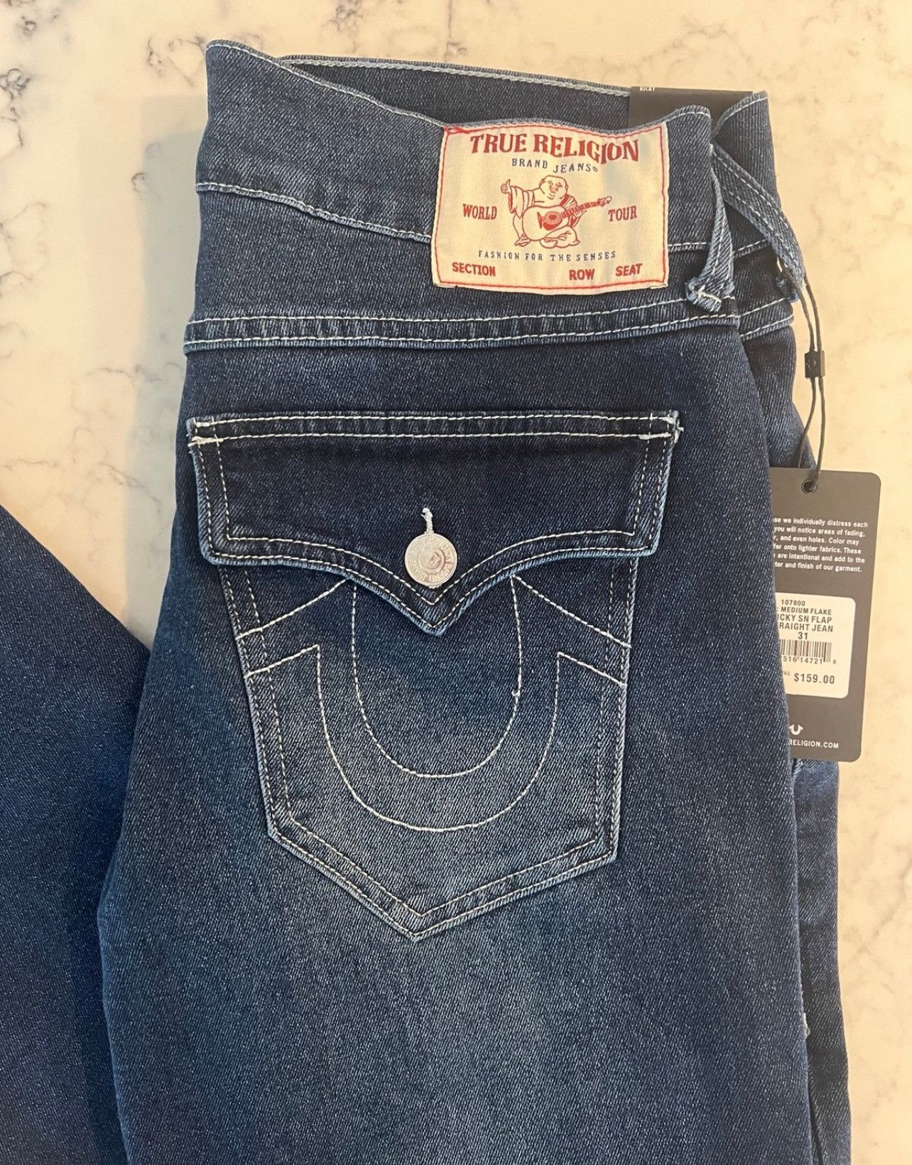 True Religion New True Religion Ricky Relaxed Straight Jeans Flap 31x34 Size US 31 - 4 Thumbnail