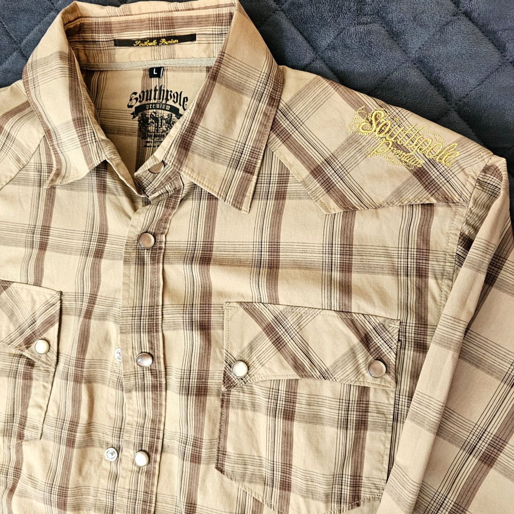 Southpole Southpole Shirt Men L Brown Plaid Long Sleeve Button-Up Pearl Snap Size US L / EU 52-54 / 3 - 3 Thumbnail