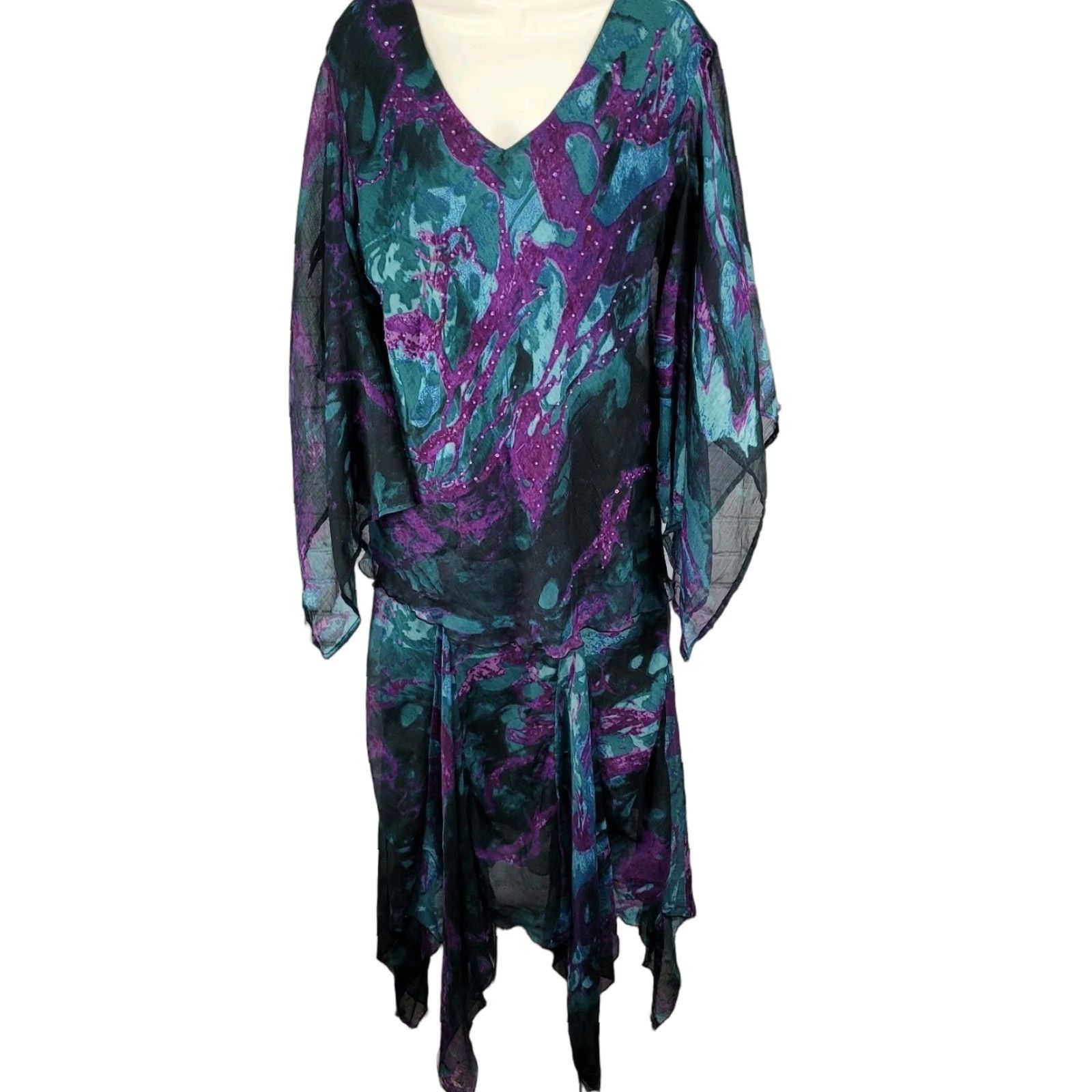 Vintage VTG Pegasus Purple Chiffon Sequin 2 Piece Outfit Skirt Set Blouse Women's Regular Size Size ONE SIZE - 1 Thumbnail