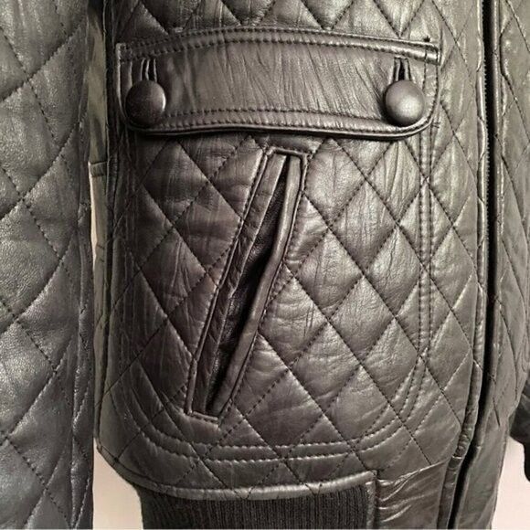 Corpus Corpus Black Lambskin Quilted Leather Bomber Jacket - Small Size S / US 4 / IT 40 - 5 Thumbnail
