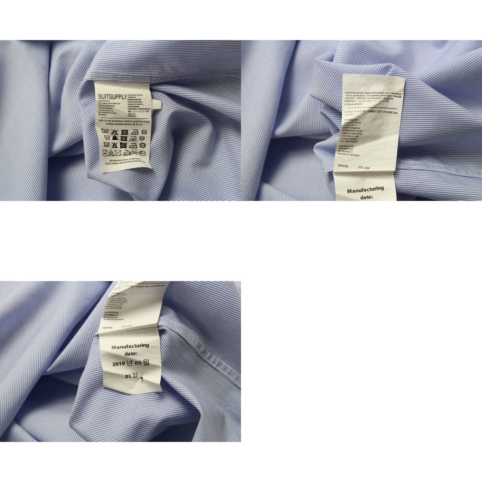 Suitsupply SUITSUPPLY Formal Shirt Men's Try On Extra Slim Fit Cutaway Collar 43 / 17 Blue Size 46R - 8 Thumbnail