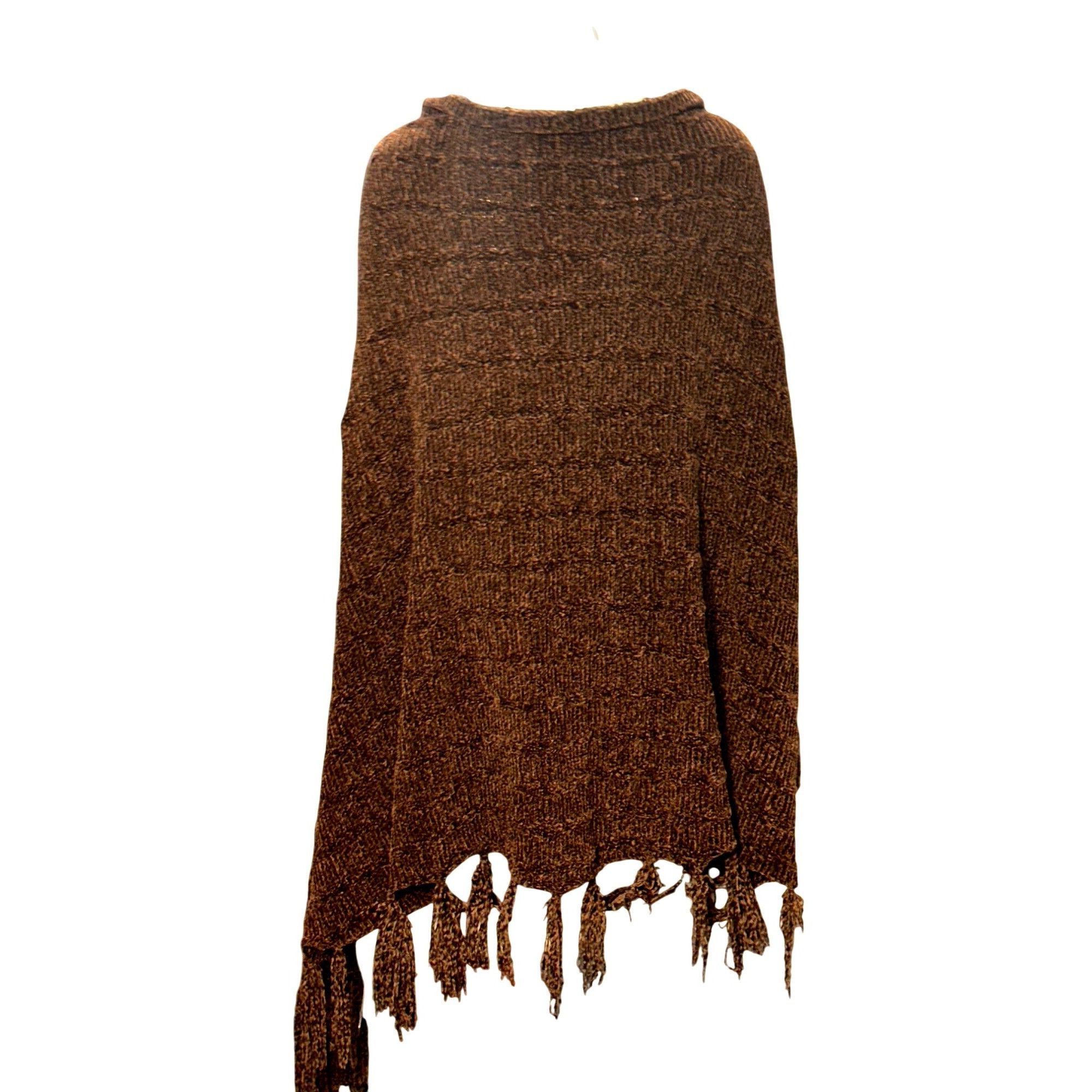 Other CCC Handmade Brown Knitted Shawl Wrap Fringe Edges One Size Size ONE SIZE - 3 Thumbnail