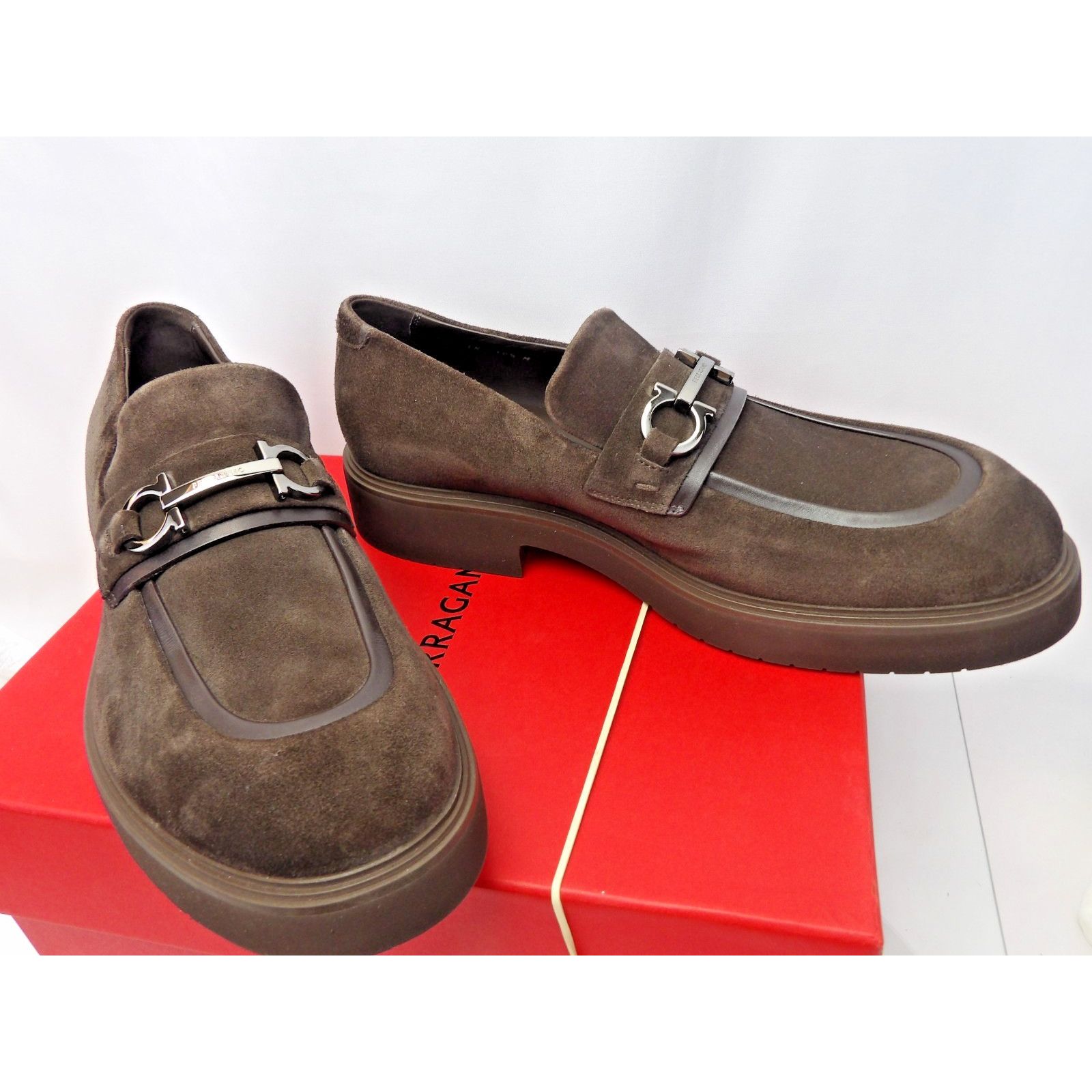 Salvatore Ferragamo FERRAGAMO FIORELLO BROWN SUEDE LEATHER GANCINI LOAFERS 12 IT Size US 13 / EU 46 - 3 Thumbnail