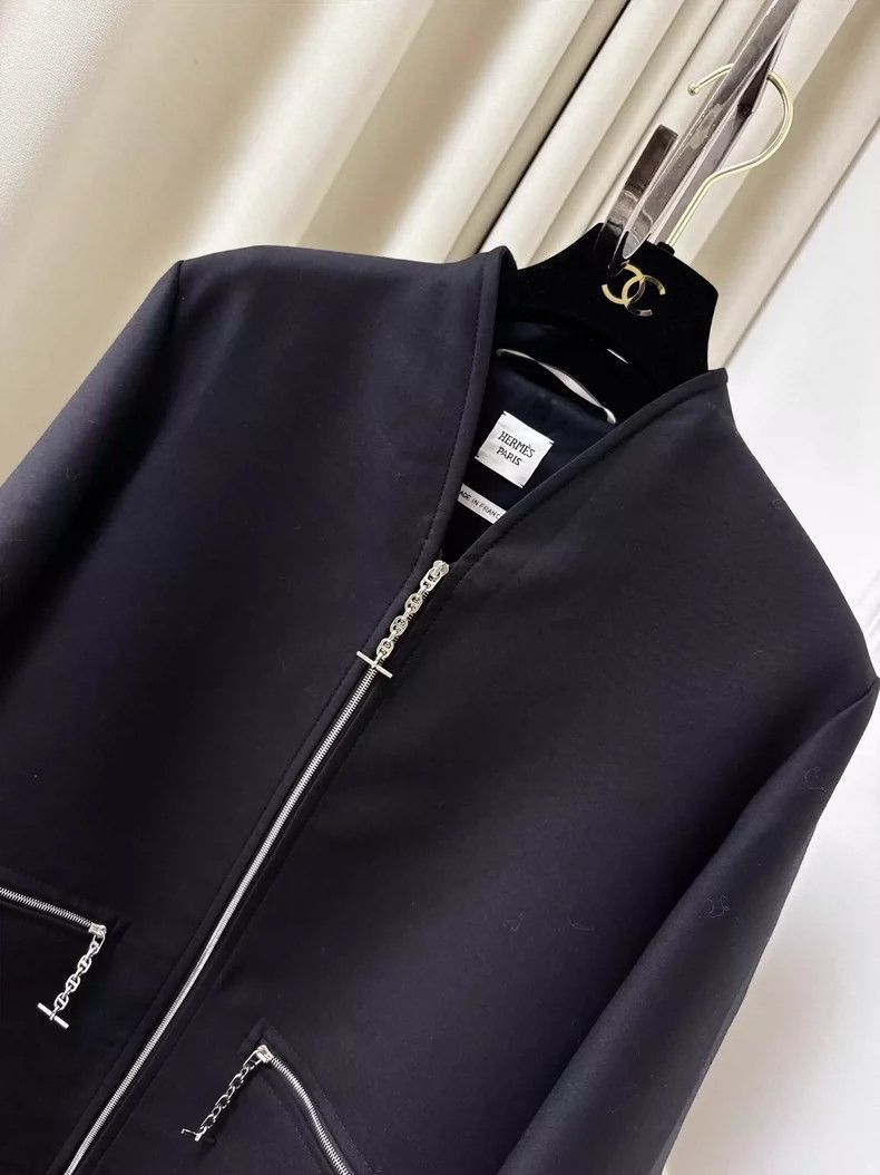 Hermes Hermes Black Cashmere VNeck Jacket-2506 Size S / US 4 / IT 40 - 2 Thumbnail