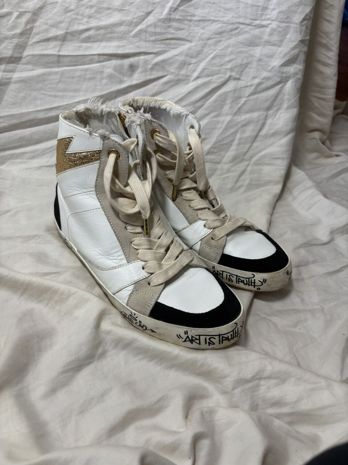 Zadig & Voltaire Zadig & Voltaire White Leather Flash High Trainers Size US 8 / IT 38 - 1 Thumbnail
