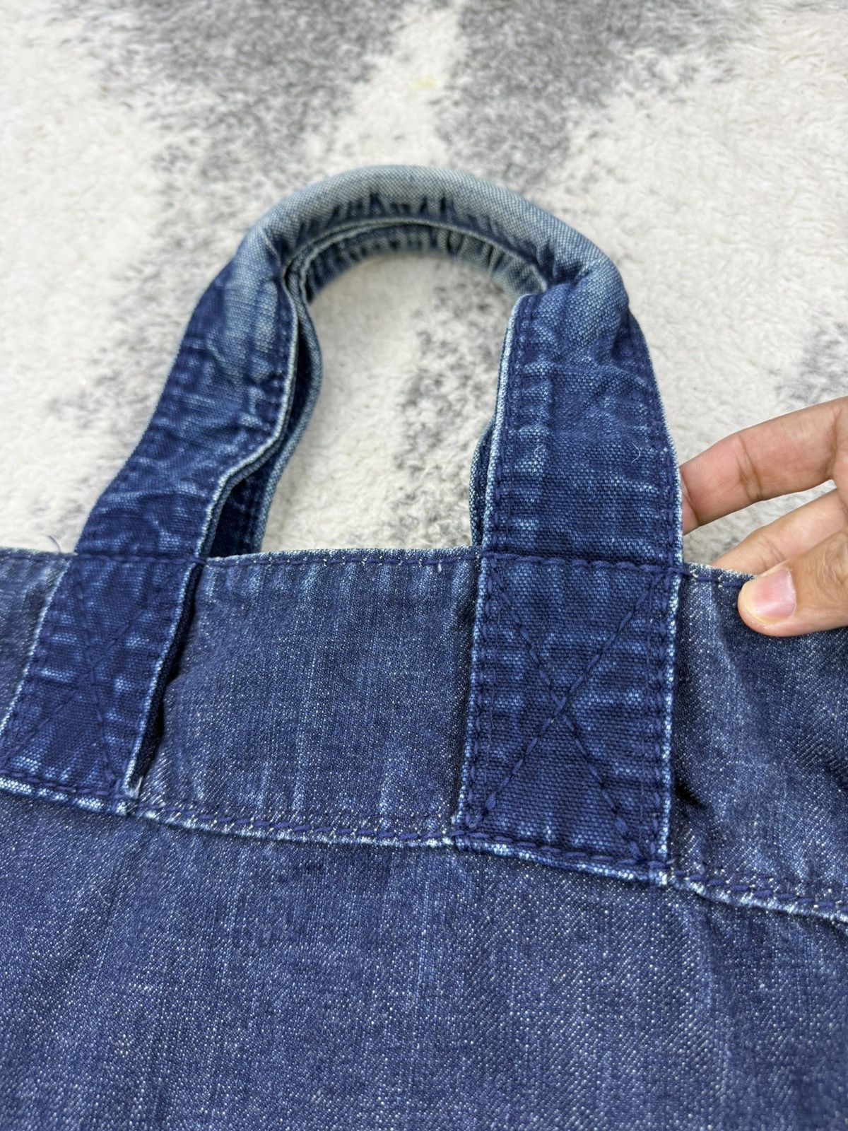 45rpm × Indigo × Japanese Brand 🔥RARE🔥 R by 45rpm Boro Indigo Denim Totebag Size ONE SIZE - 7 Thumbnail