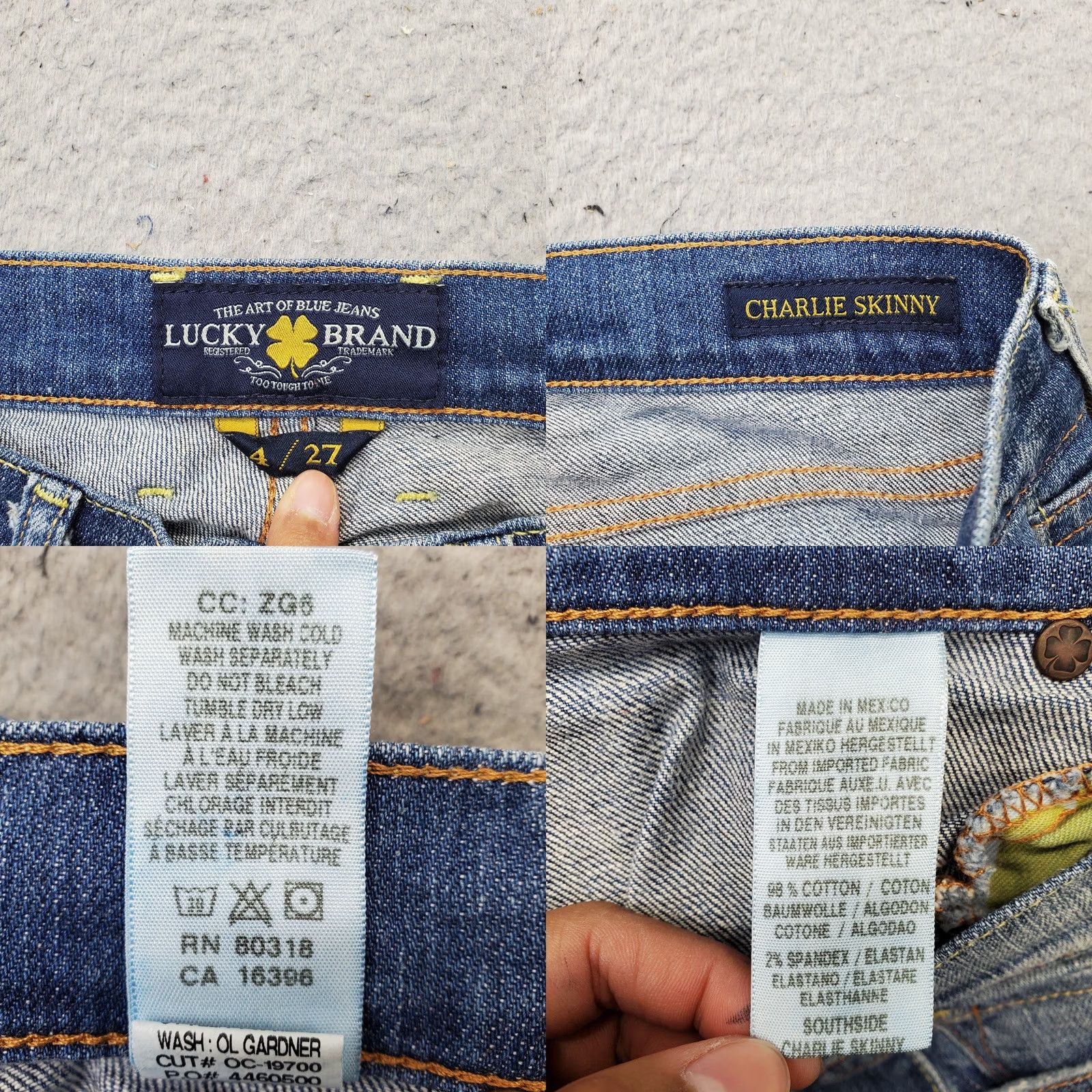 Lucky Brand Lucky Brand Charlie Skinny Jeans Womens 4/27 Blue Denim Faded Stretch Americana Size 27" / US 4 / IT 40 - 8 Thumbnail
