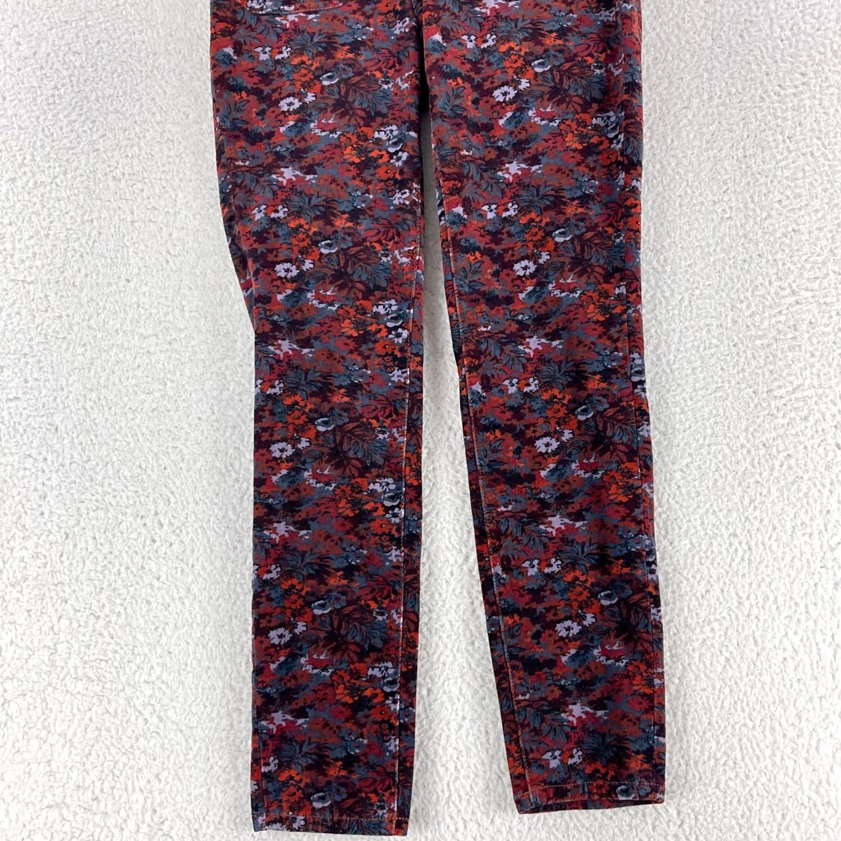 Anthropologie Pilcro Anthropologie Maroon Floral Corduroy High-Rise Skinny Pants Womens 29 Size 29" - 3 Thumbnail