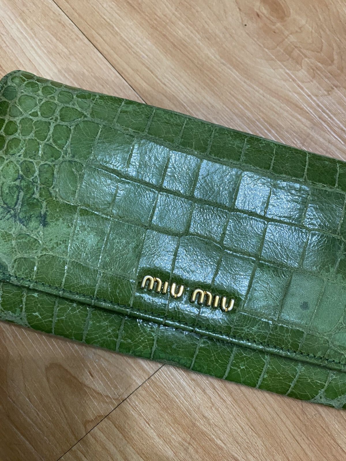Miu Miu Miu miu crocodile green leather long wallet rare colour Size ONE SIZE - 4 Thumbnail