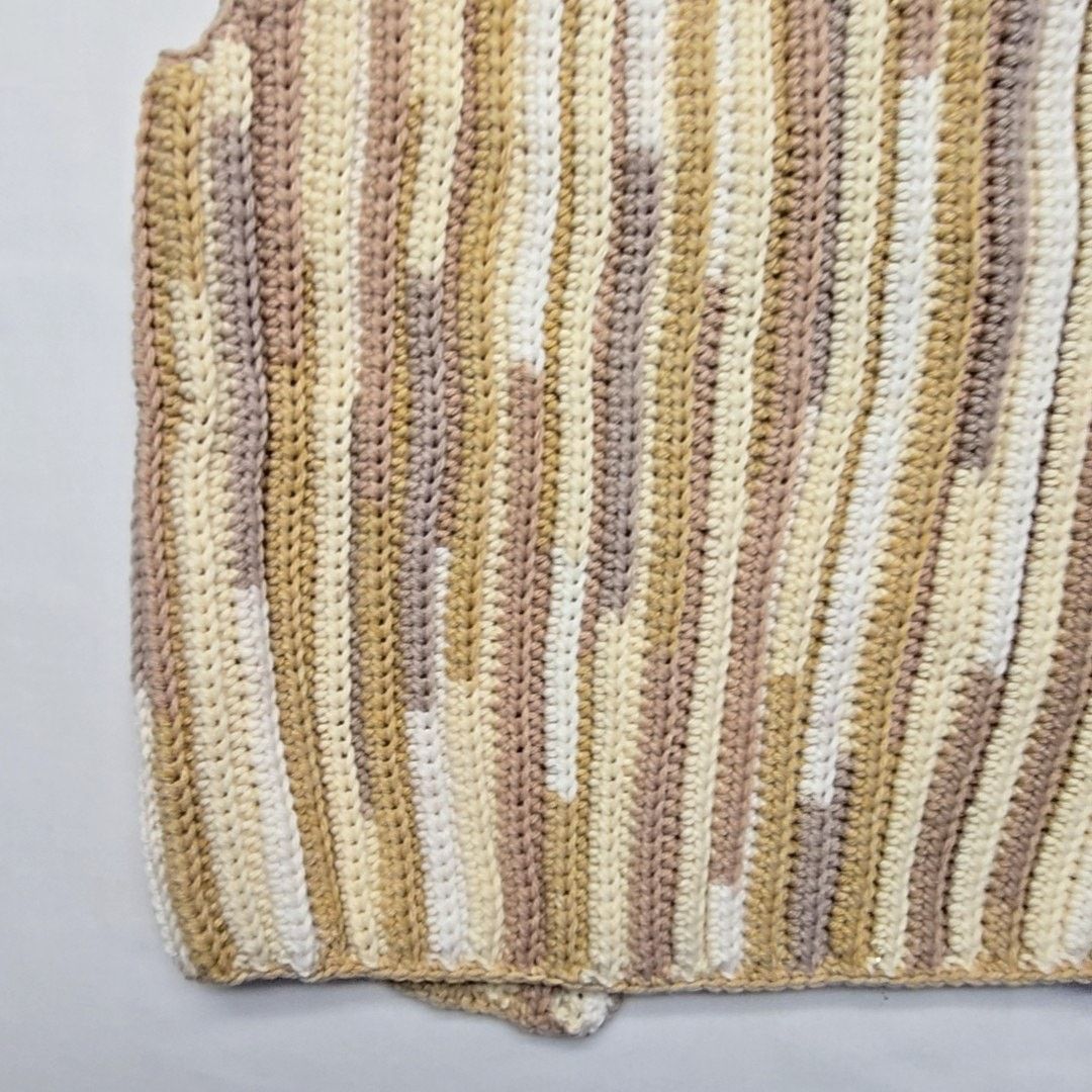 Handmade Striped Earth Tones Boho knitted Vest Brown Tan M Knit Vest Size M / US 6-8 / IT 42-44 - 4 Thumbnail