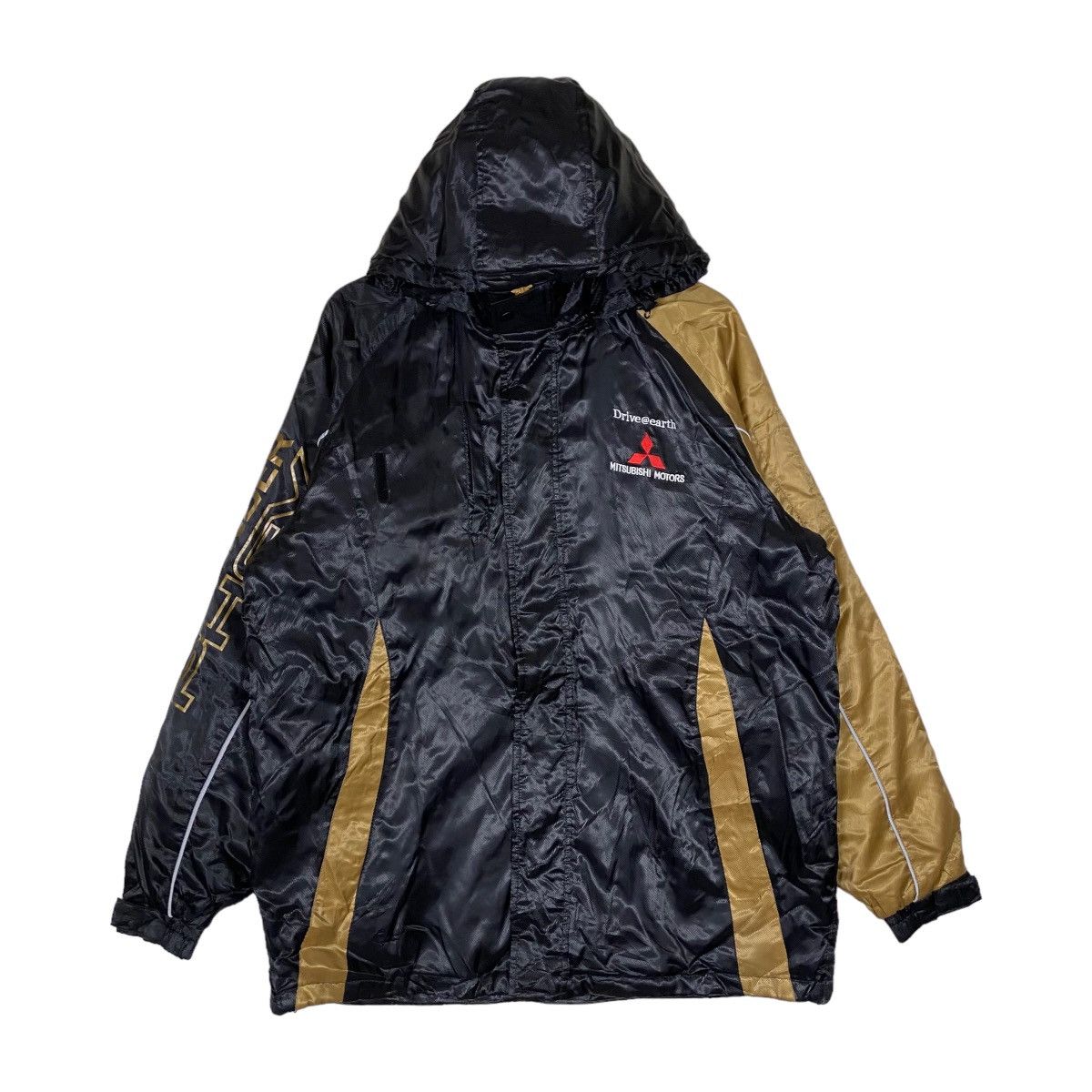 Image of Vintage Mitsubishi Motors Race Outlander Phev Full Zipper in Black/Gold, Men's (Size 2XL)